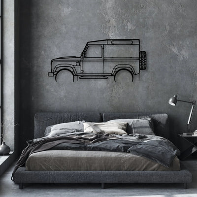 Defender 90 Classic Silhouette Metal Wall Art - Automotive Garage Decor