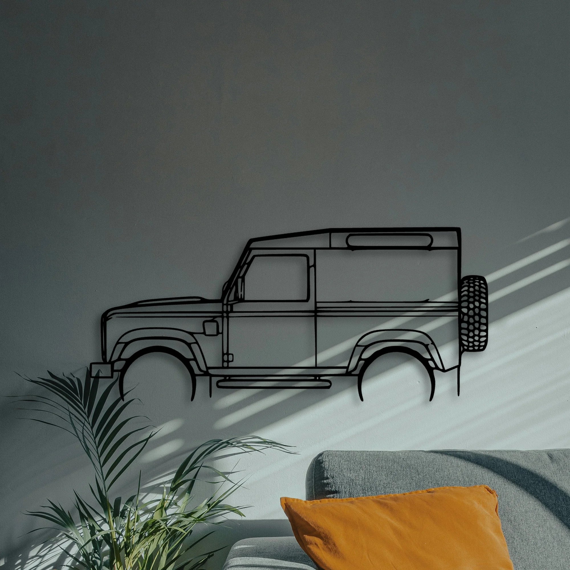Defender 90 Classic Silhouette Metal Wall Art - Automotive Garage Decor