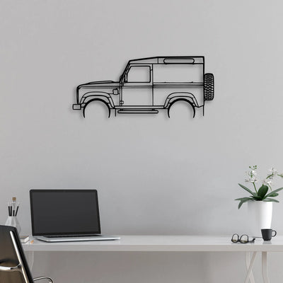 Defender 90 Classic Silhouette Metal Wall Art - Automotive Garage Decor