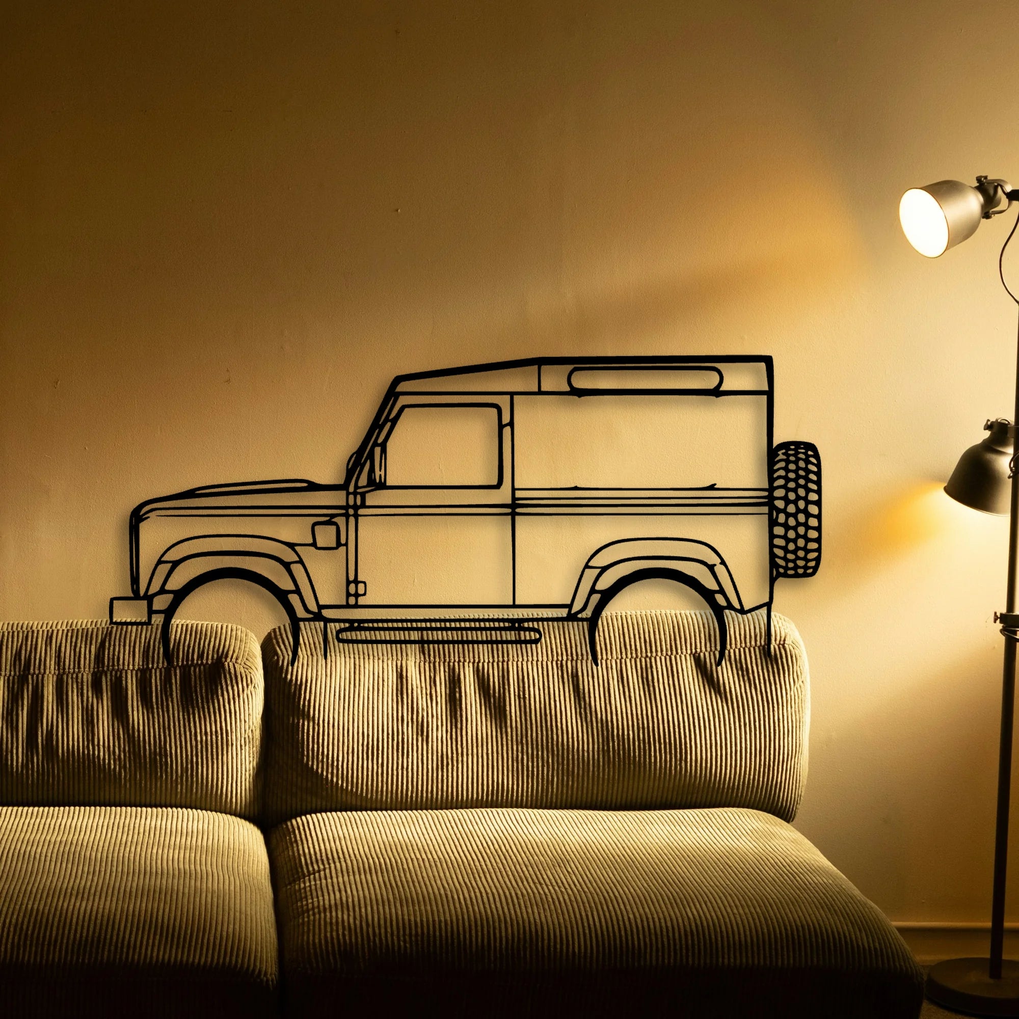 Defender 90 Classic Silhouette Metal Wall Art - Automotive Garage Decor