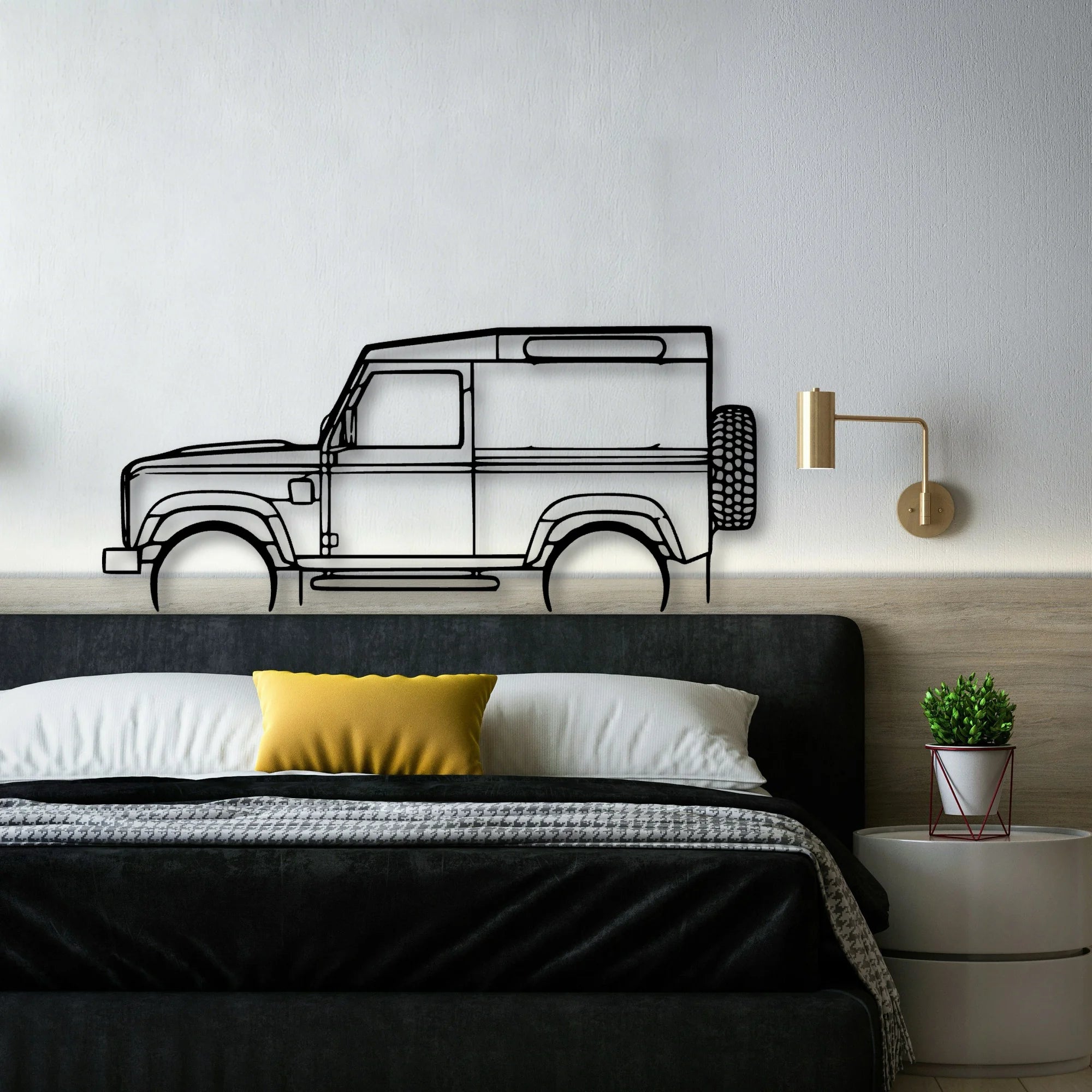 Defender 90 Classic Silhouette Metal Wall Art - Automotive Garage Decor