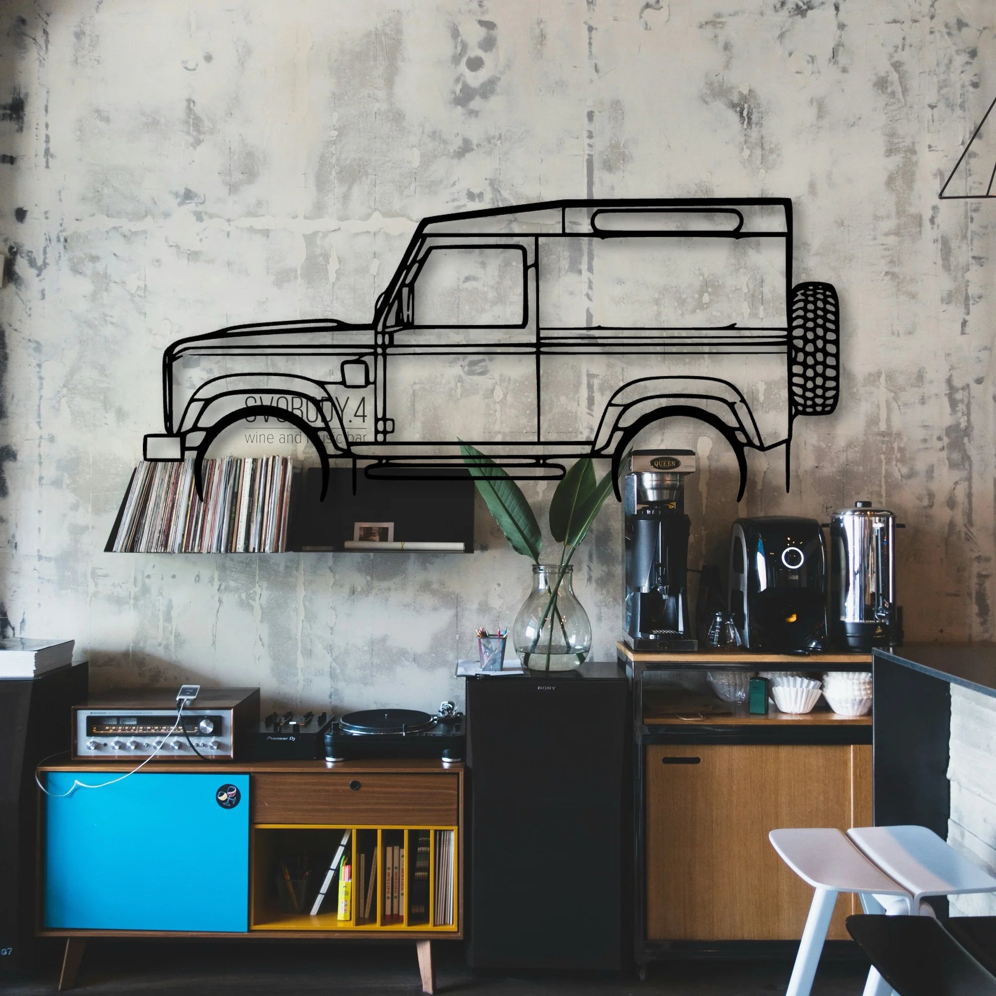 Defender 90 Classic Silhouette Metal Wall Art - Automotive Garage Decor