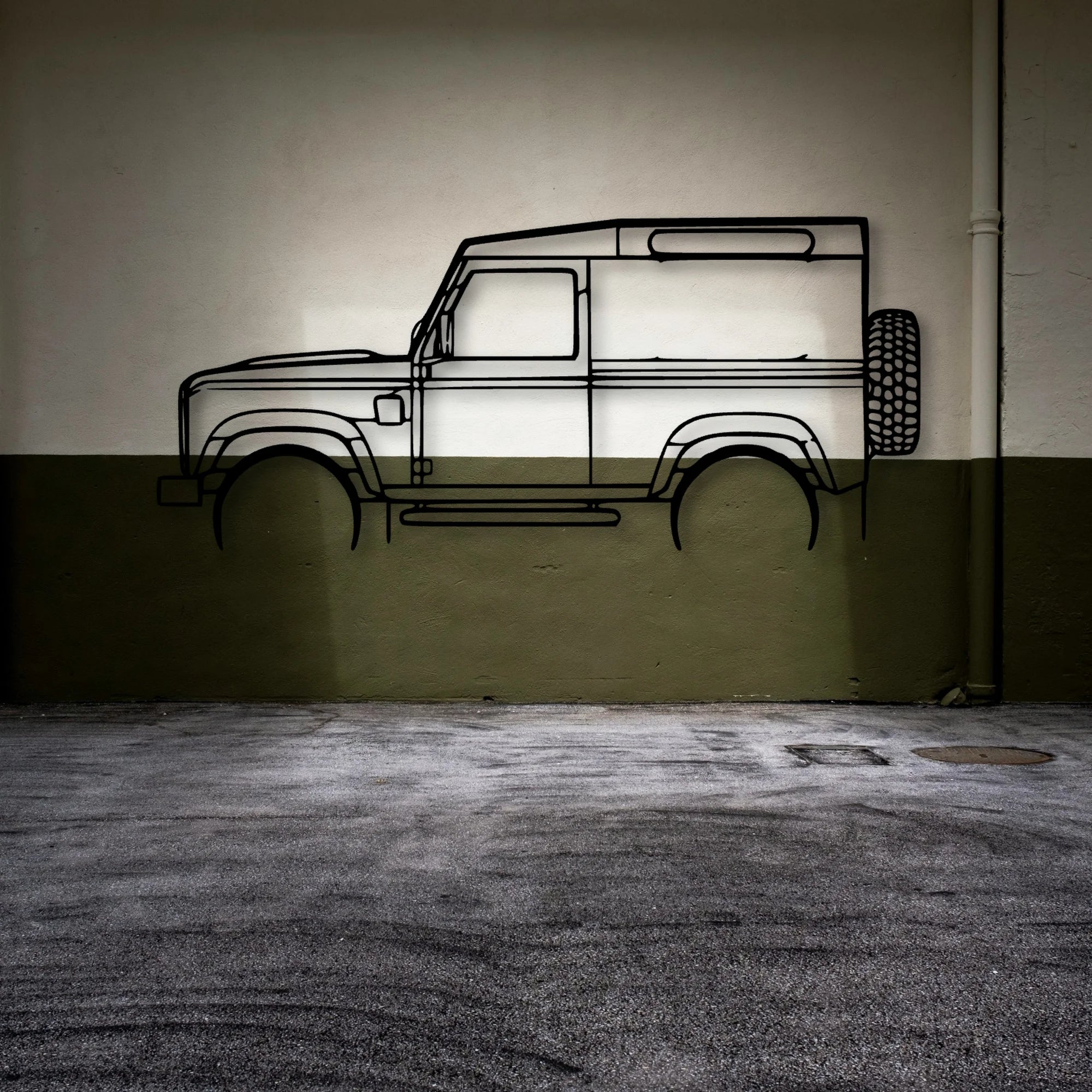Defender 90 Classic Silhouette Metal Wall Art - Automotive Garage Decor