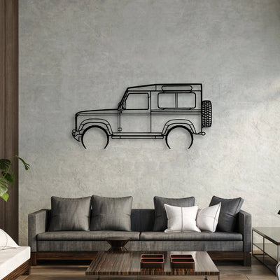 Defender 90 2005 Classic Silhouette Metal Wall Art - Automotive Garage Decor