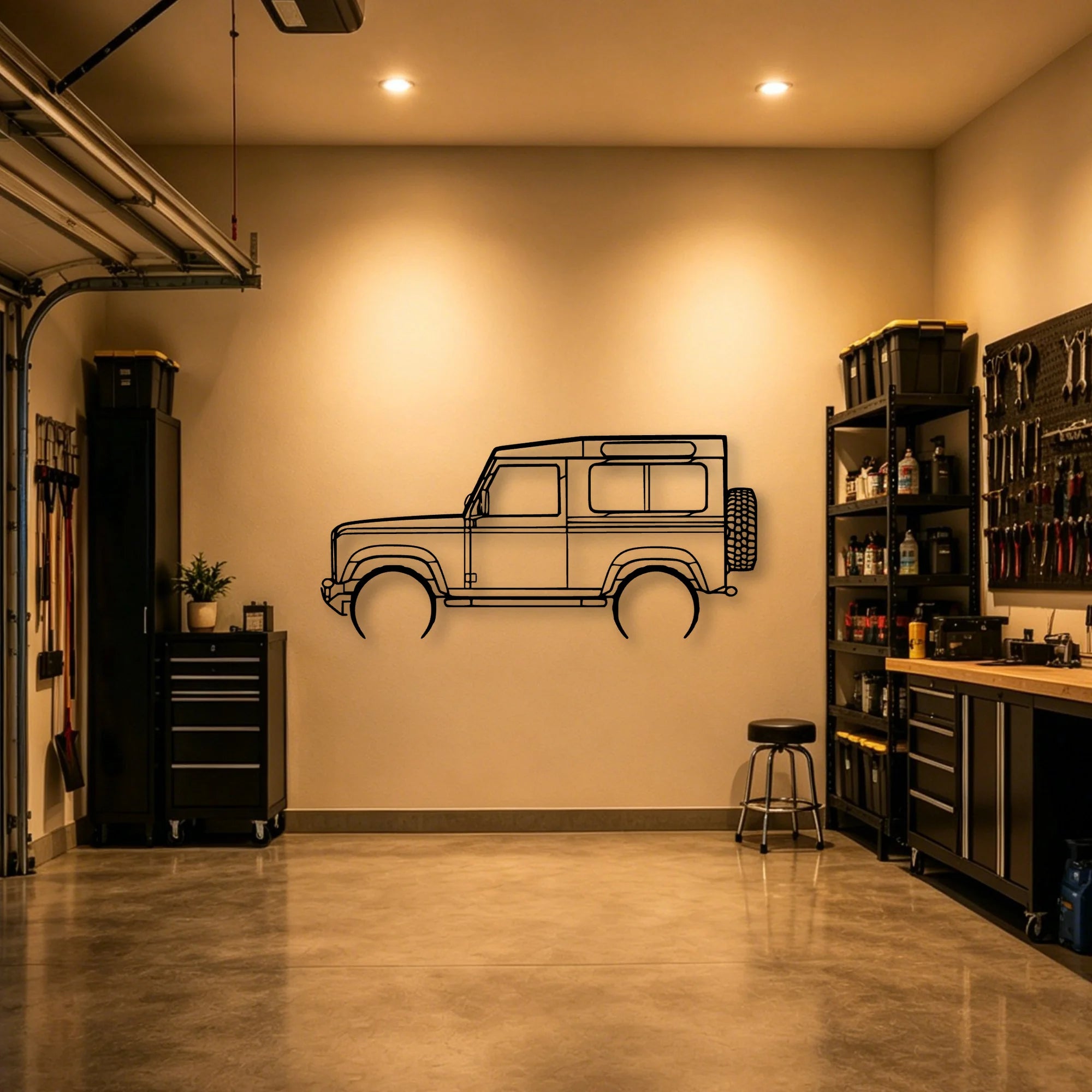 Defender 90 2005 Classic Silhouette Metal Wall Art - Automotive Garage Decor