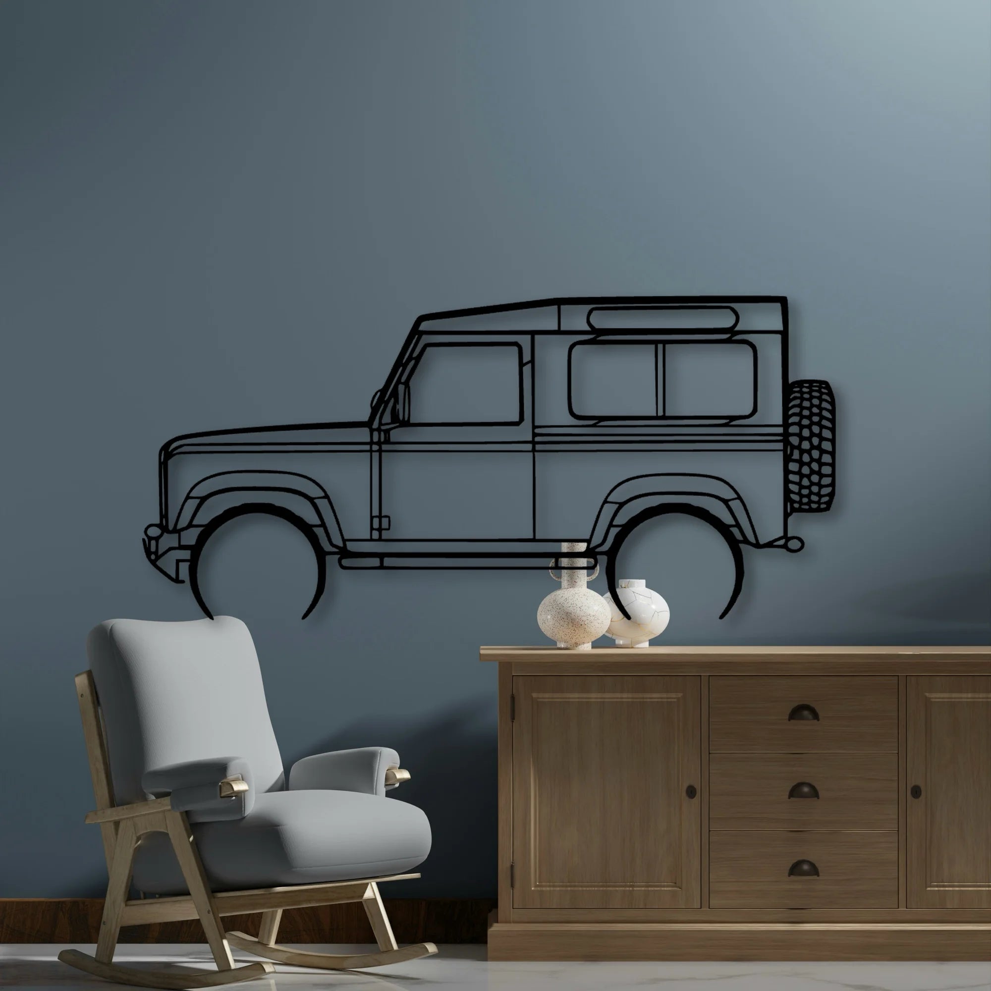Defender 90 2005 Classic Silhouette Metal Wall Art - Automotive Garage Decor