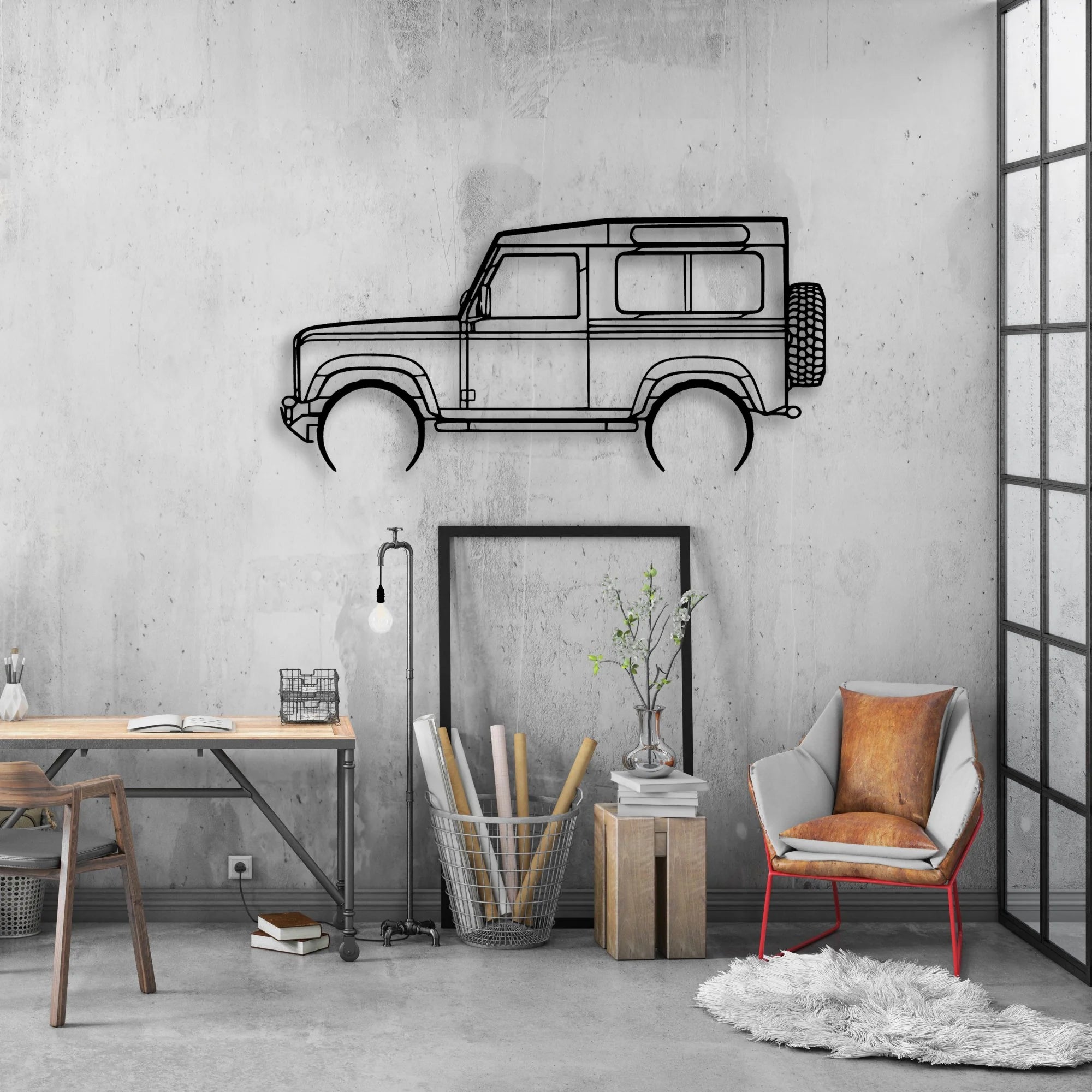 Defender 90 2005 Classic Silhouette Metal Wall Art - Automotive Garage Decor