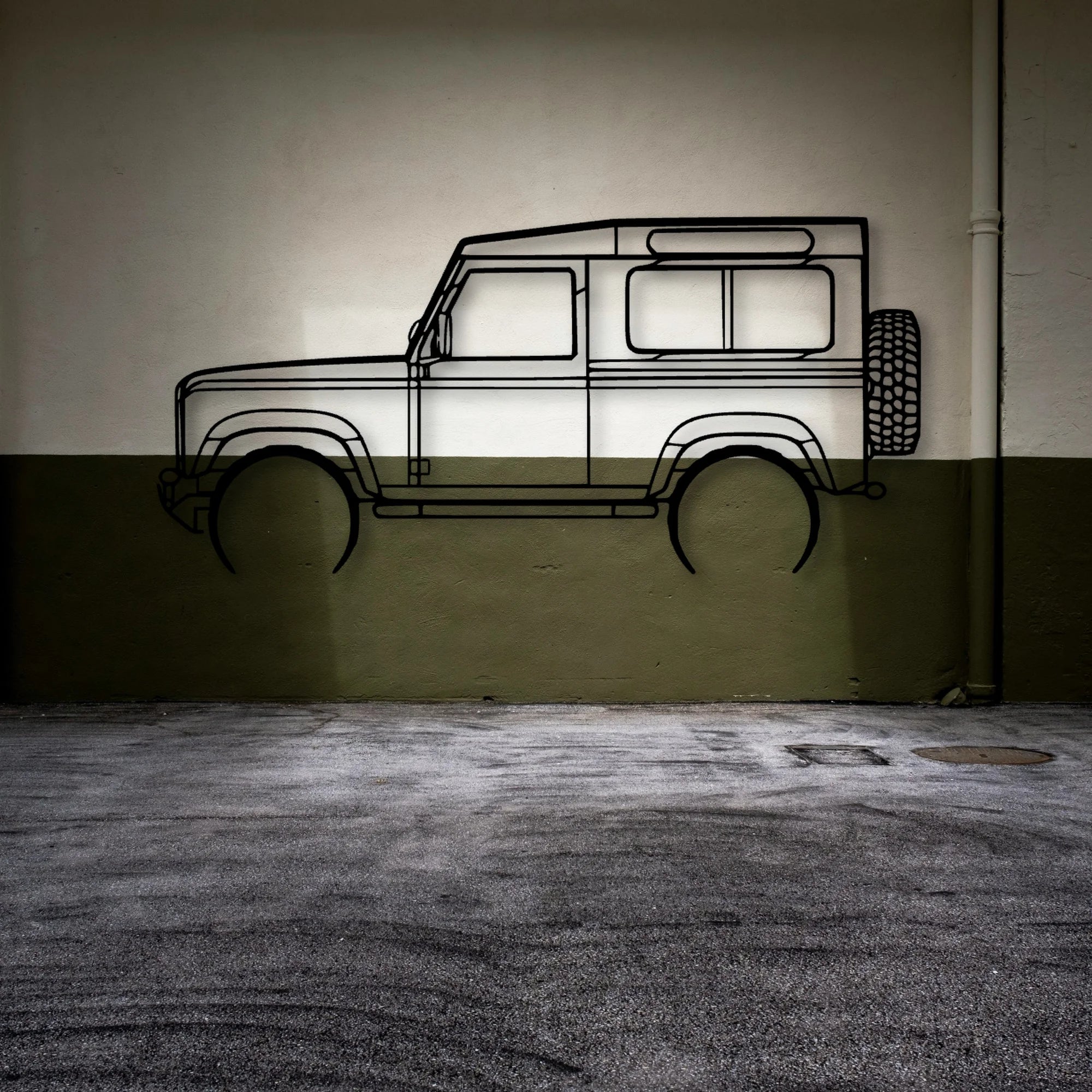 Defender 90 2005 Classic Silhouette Metal Wall Art - Automotive Garage Decor
