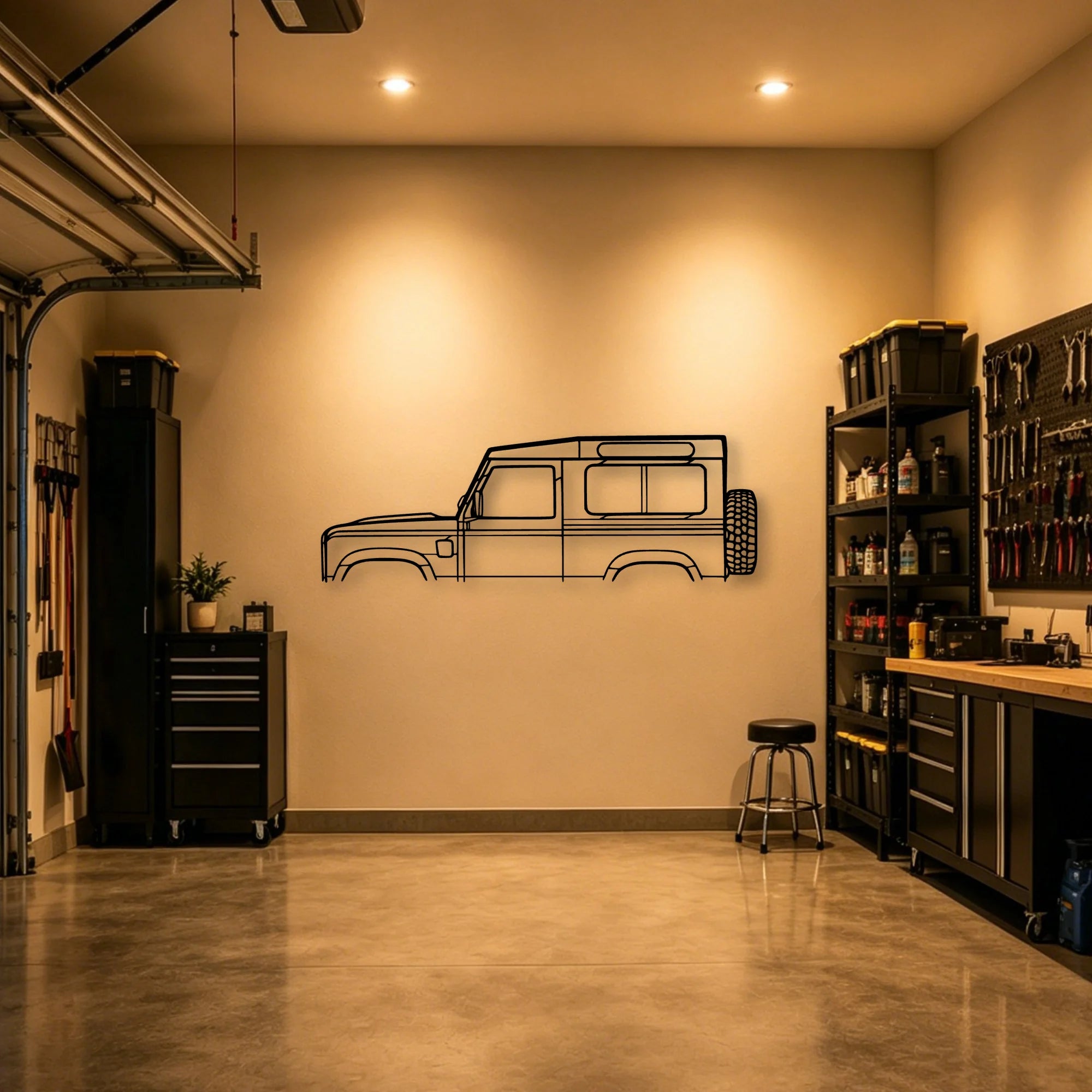 Defender 90 2010 Classic Silhouette Metal Wall Art - Automotive Garage Decor