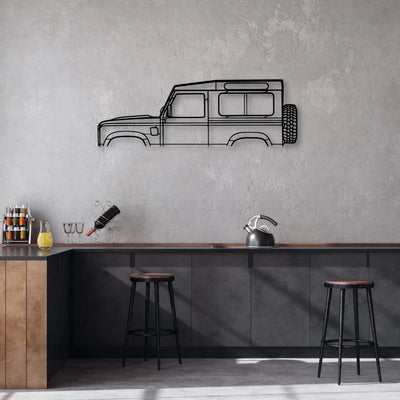 Defender 90 2010 Classic Silhouette Metal Wall Art - Automotive Garage Decor
