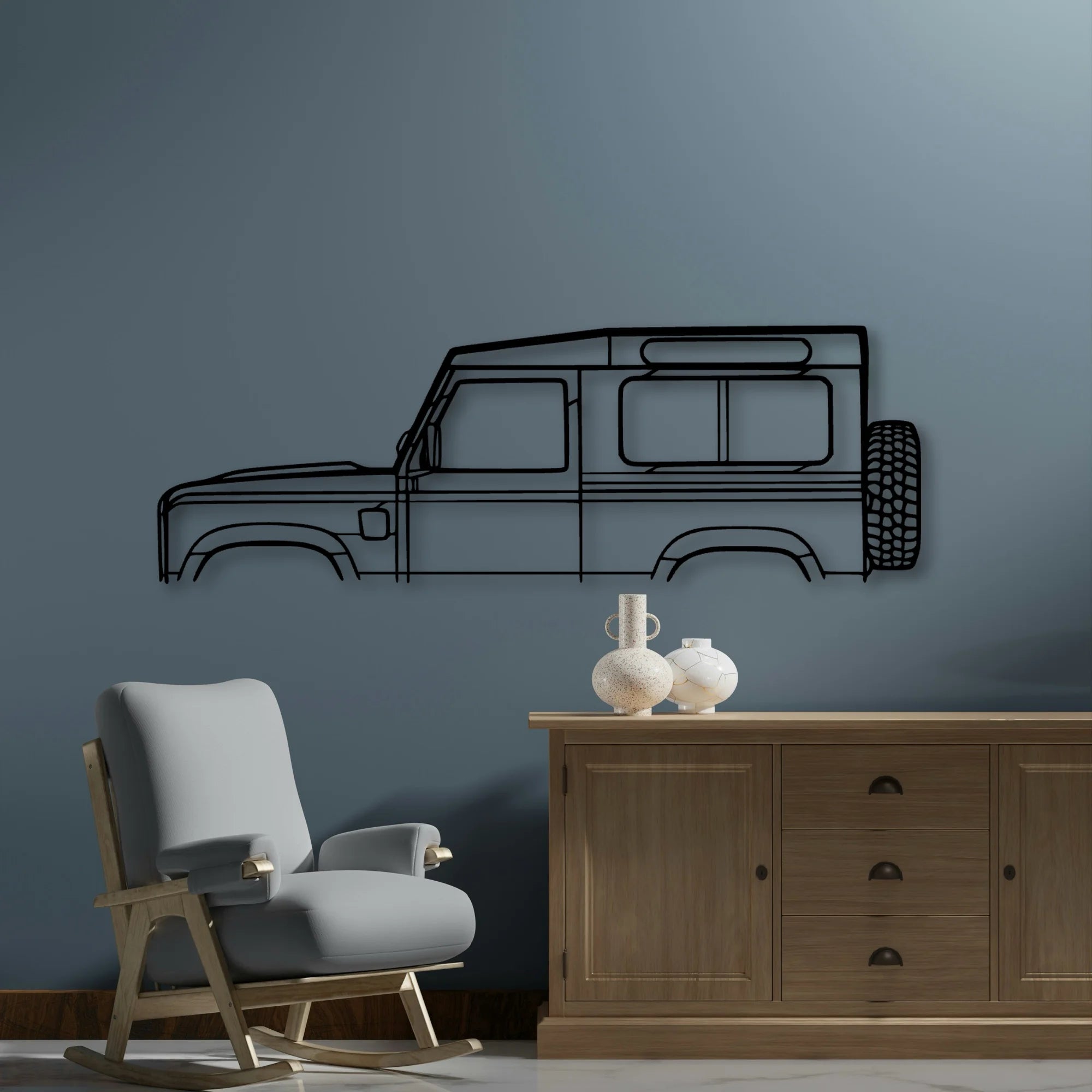 Defender 90 2010 Classic Silhouette Metal Wall Art - Automotive Garage Decor