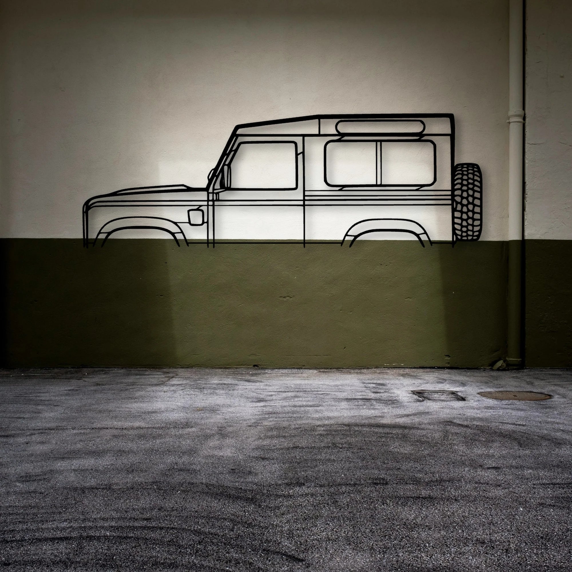 Defender 90 2010 Classic Silhouette Metal Wall Art - Automotive Garage Decor
