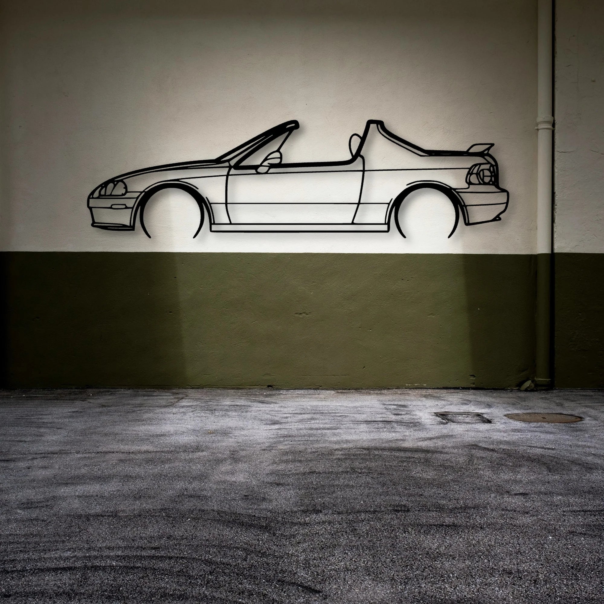 Del Sol 1993 Classic Silhouette Metal Wall Art - Automotive Garage Decor