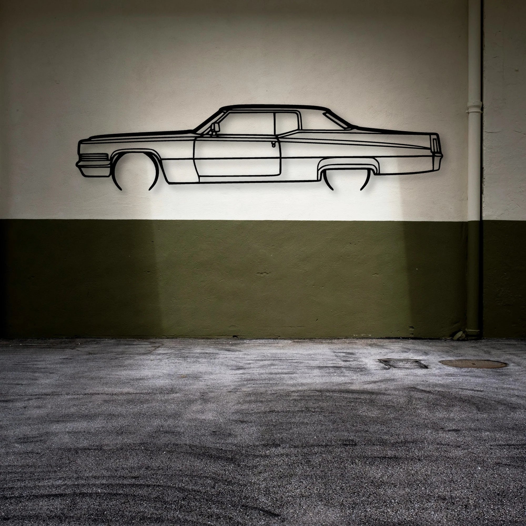 Deville 1970 Classic Silhouette Metal Wall Art - Automotive Garage Decor