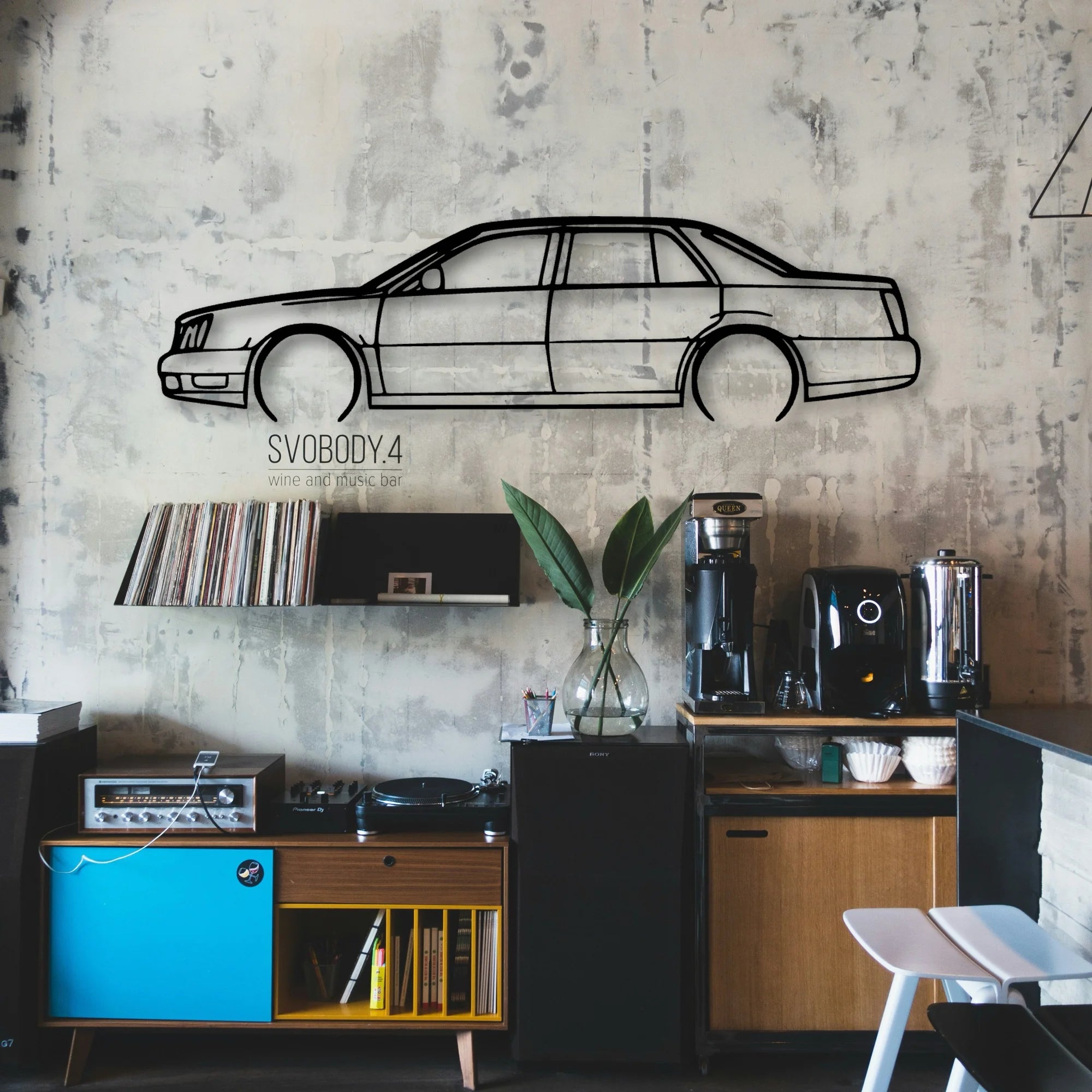 Deville 2002 Classic Silhouette Metal Wall Art - Automotive Garage Decor