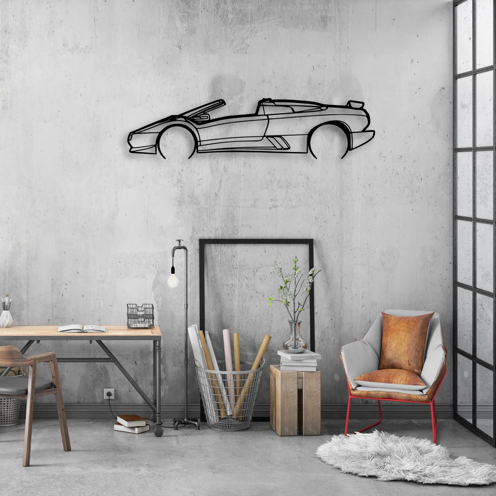 Diablo Roadster 1997 Classic Silhouette Metal Wall Art - Automotive Garage Decor