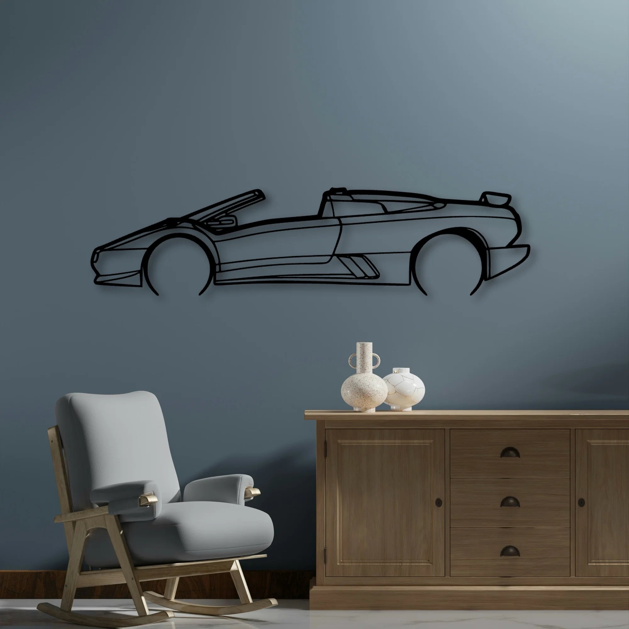 Diablo Roadster 1997 Classic Silhouette Metal Wall Art - Automotive Garage Decor