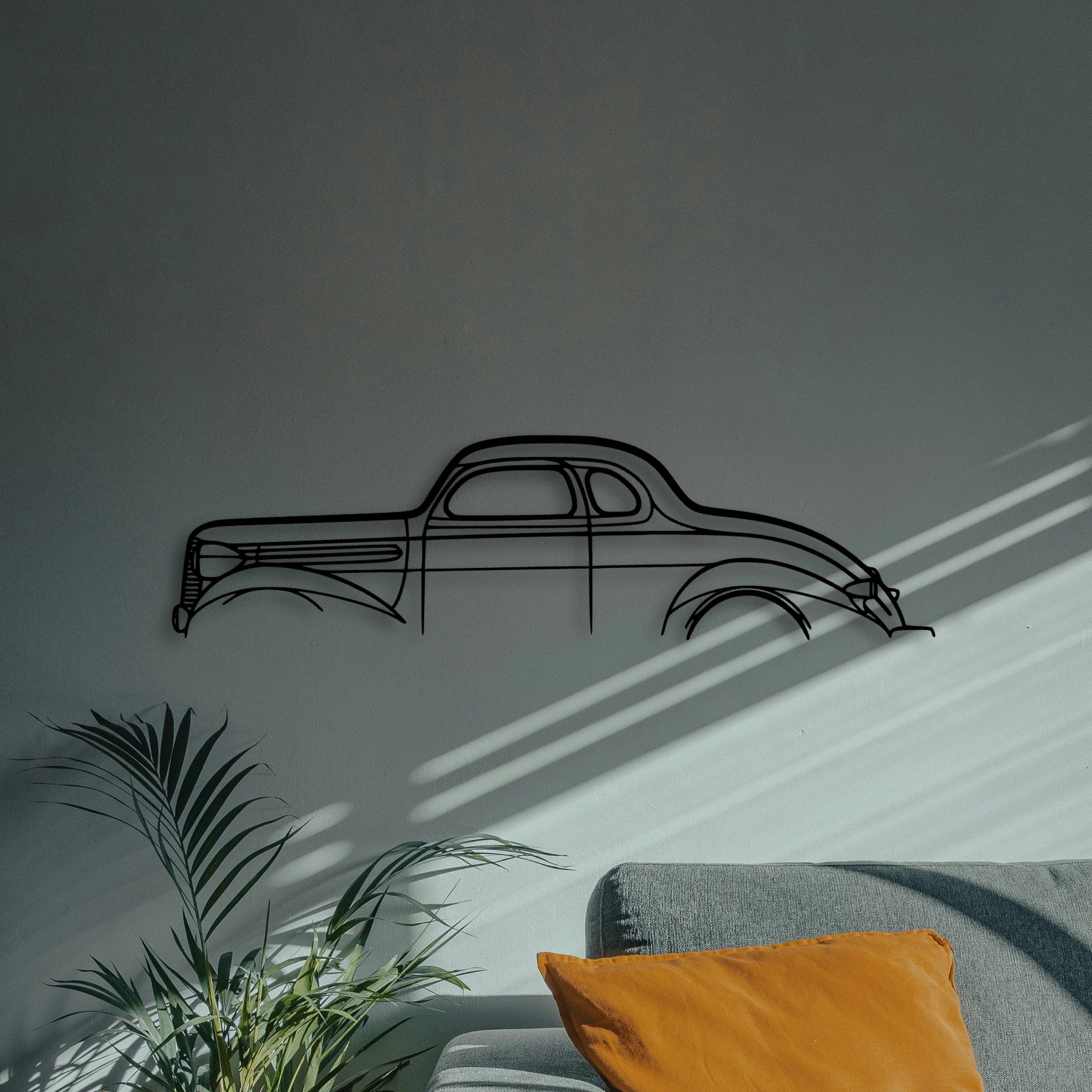 Dodge Coupe 1937 Classic Silhouette Metal Wall Art - Automotive Garage Decor