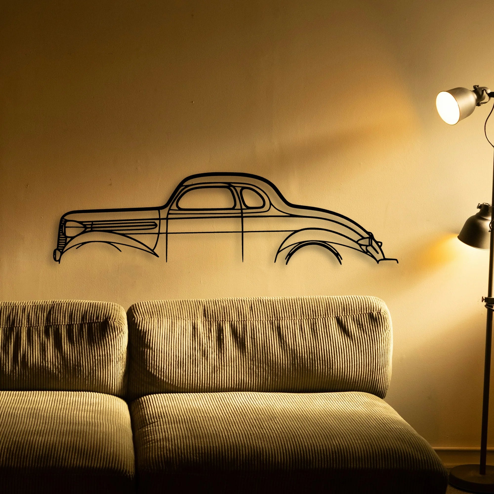Dodge Coupe 1937 Classic Silhouette Metal Wall Art - Automotive Garage Decor