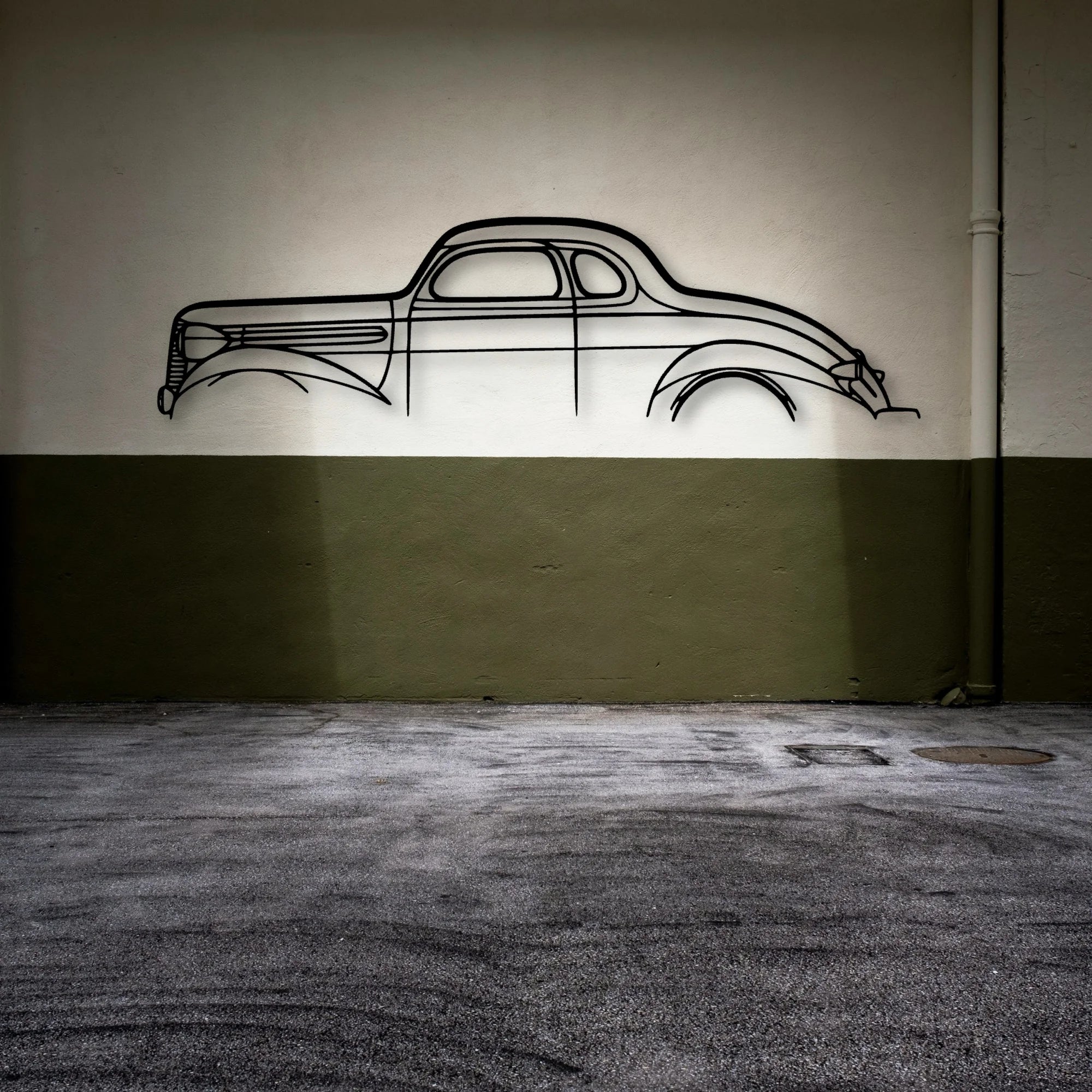 Dodge Coupe 1937 Classic Silhouette Metal Wall Art - Automotive Garage Decor