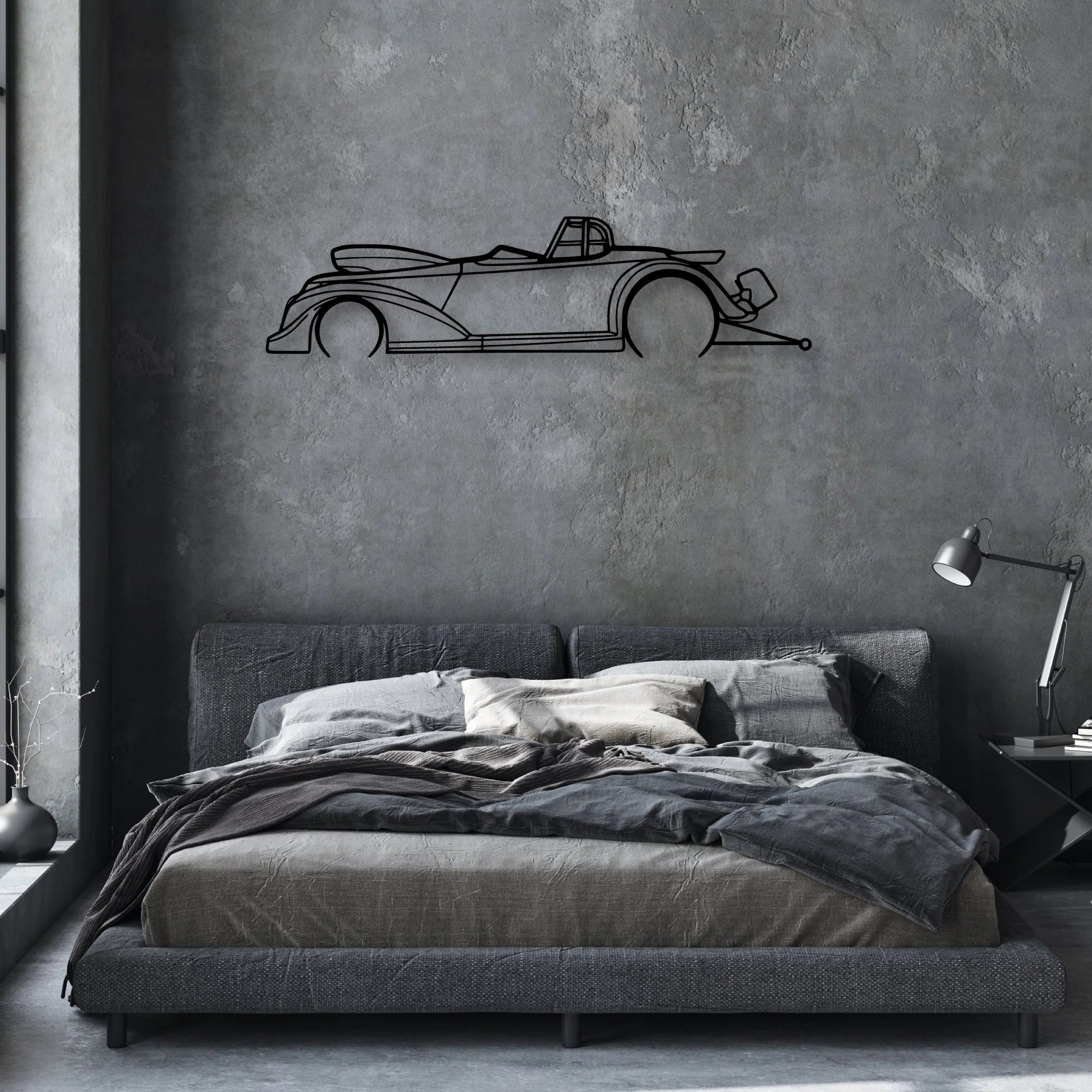 Drag 1937 Classic Silhouette Metal Wall Art - Automotive Garage Decor