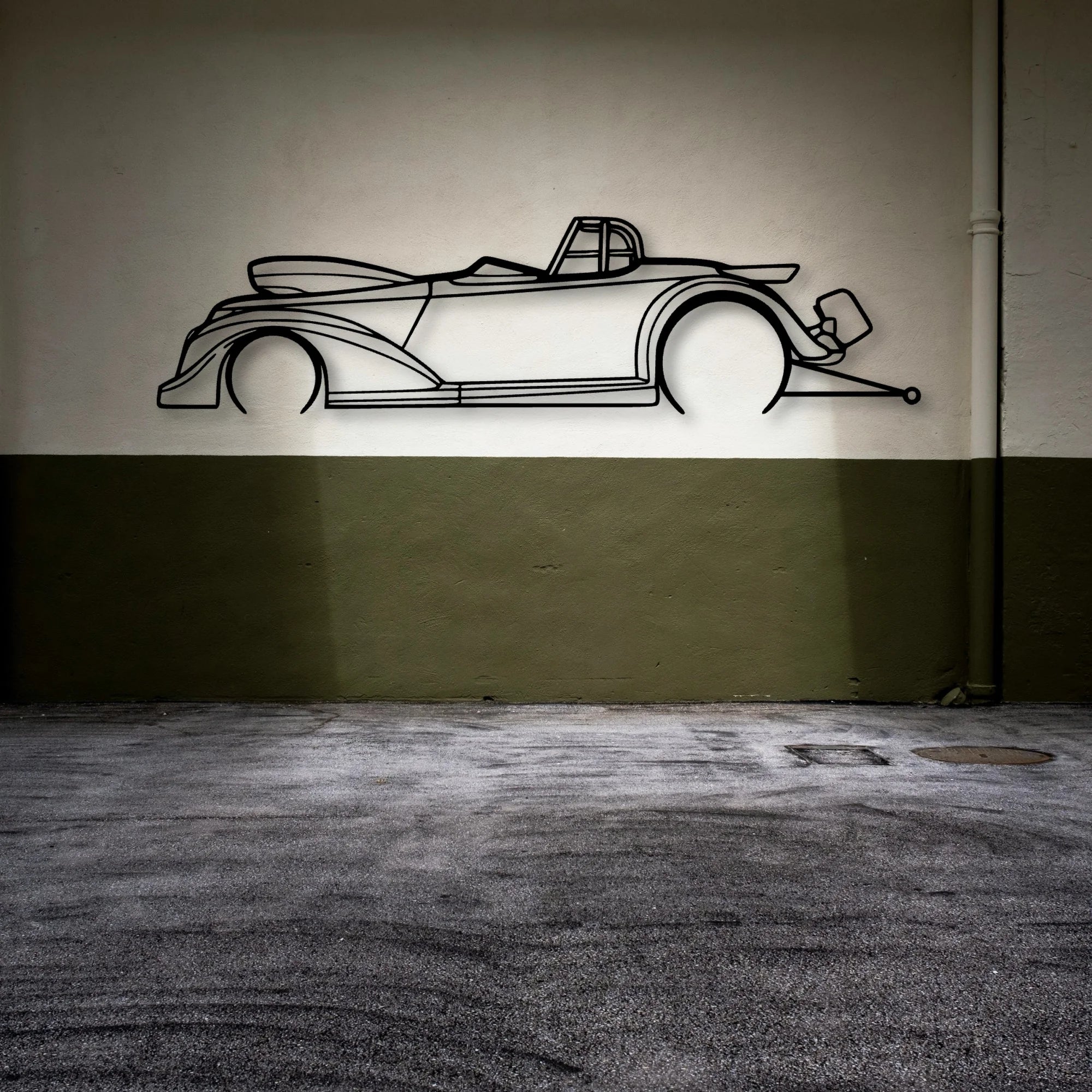 Drag 1937 Classic Silhouette Metal Wall Art - Automotive Garage Decor