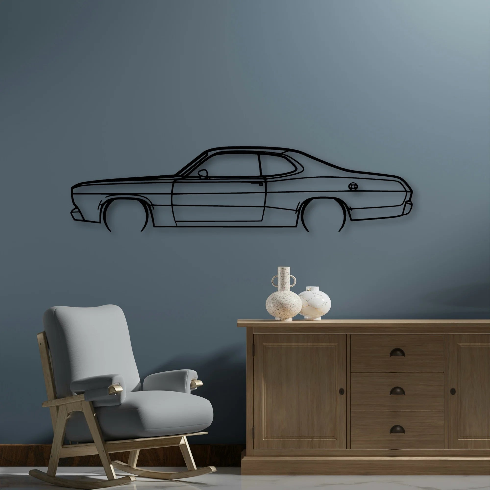 Duster 1970 Classic Silhouette Metal Wall Art - Automotive Garage Decor