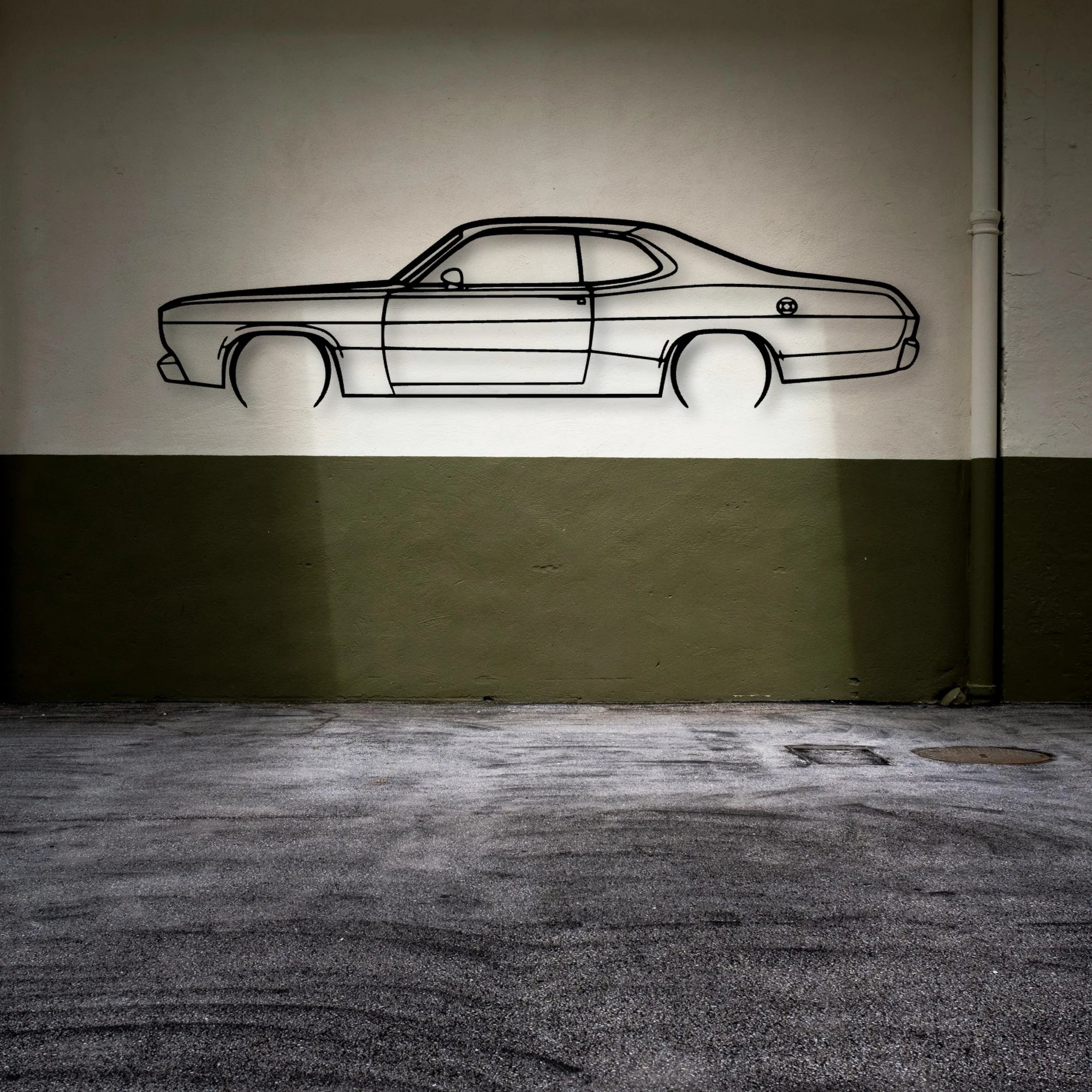 Duster 1970 Classic Silhouette Metal Wall Art - Automotive Garage Decor