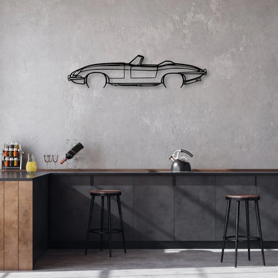 E-Type Roadster Classic Silhouette Metal Wall Art - Automotive Garage Decor