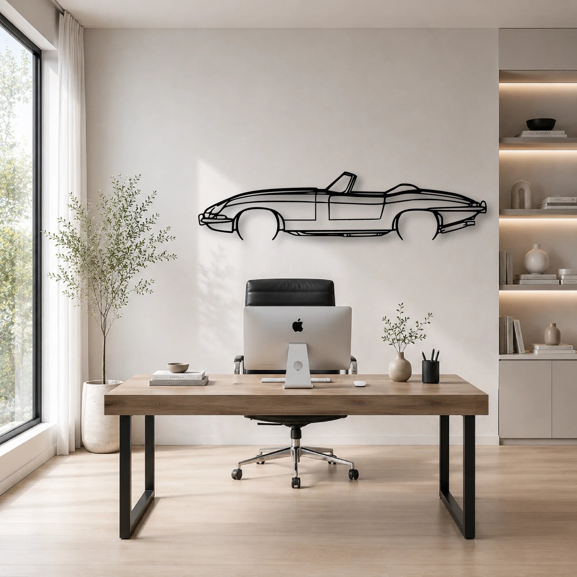 E Type Roadster Classic Silhouette Metal Wall Art - Automotive Garage Decor