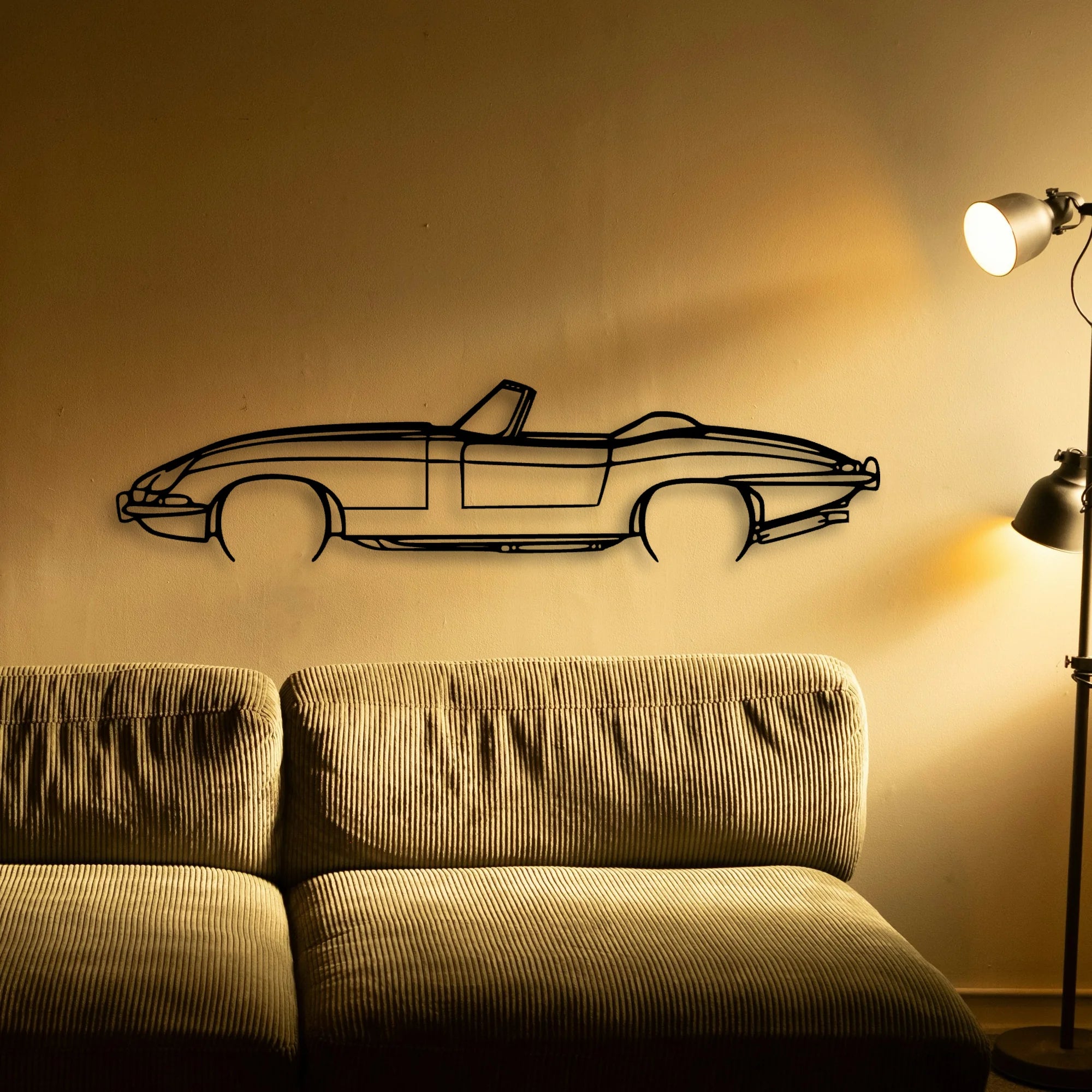 E Type Roadster Classic Silhouette Metal Wall Art - Automotive Garage Decor