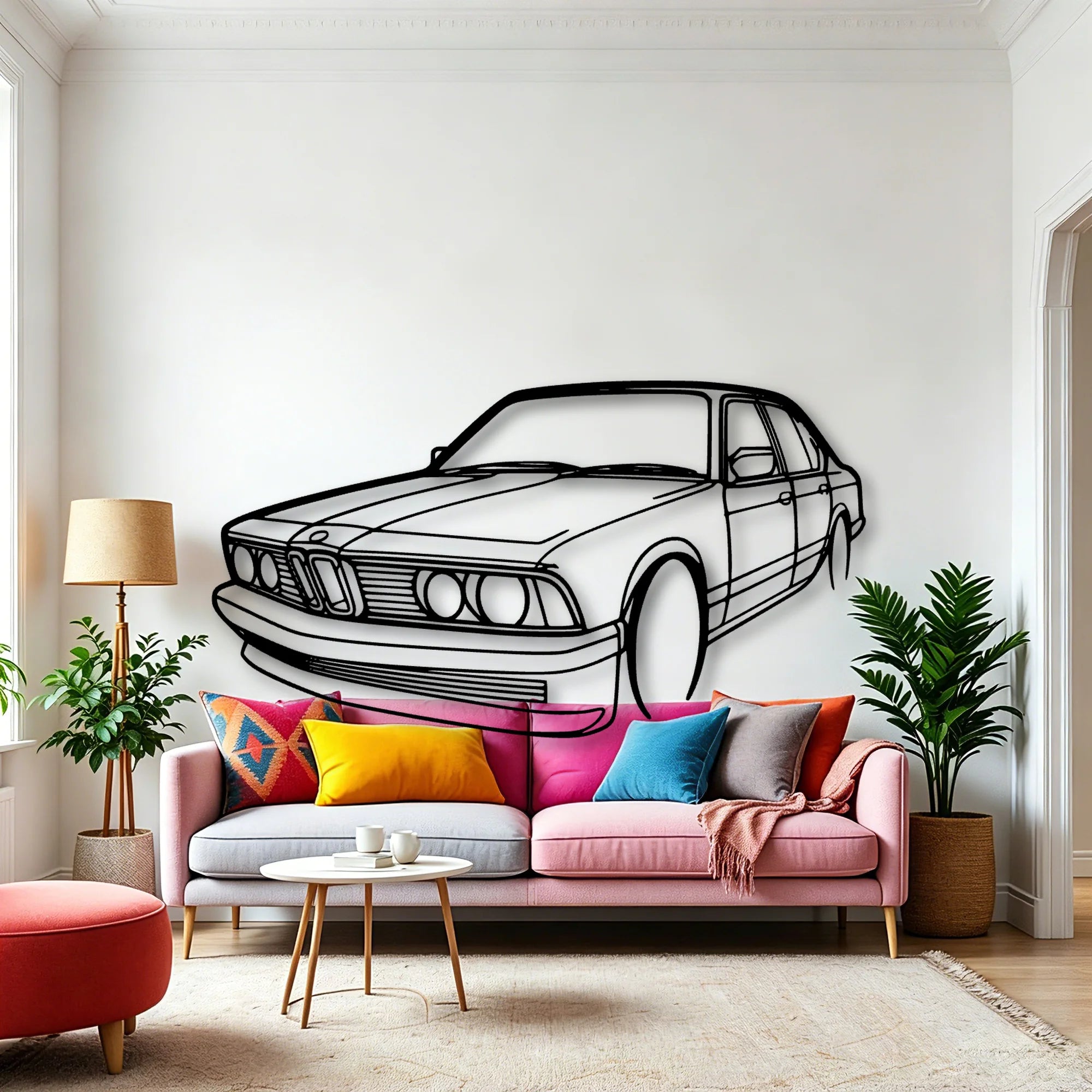 E23 Angle Classic Silhouette Metal Wall Art - Automotive Garage Decor