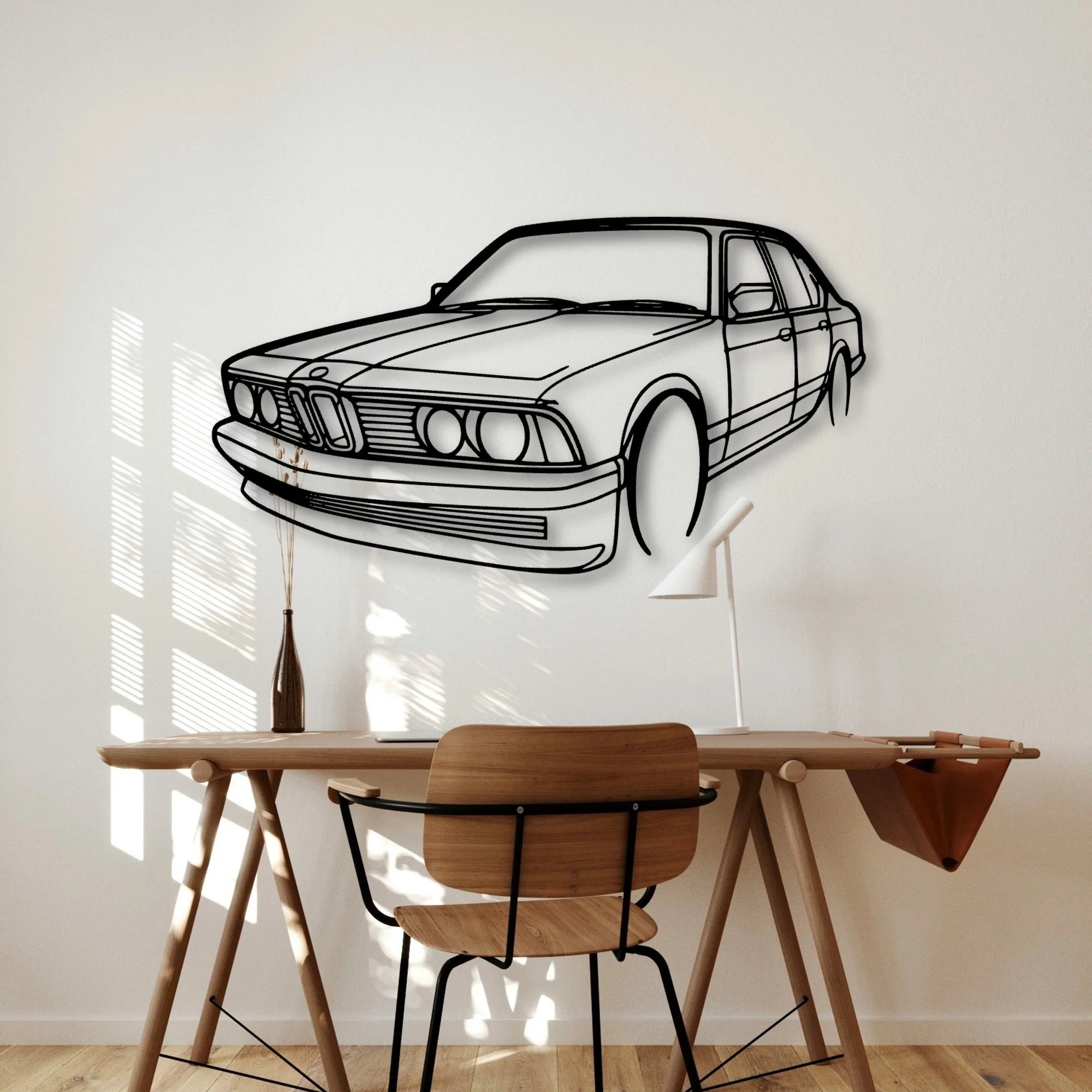 E23 Angle Classic Silhouette Metal Wall Art - Automotive Garage Decor