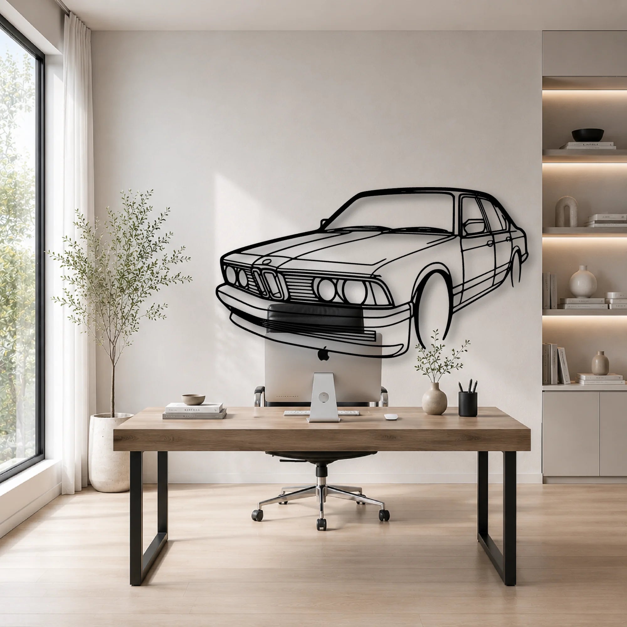 E23 Angle Classic Silhouette Metal Wall Art - Automotive Garage Decor