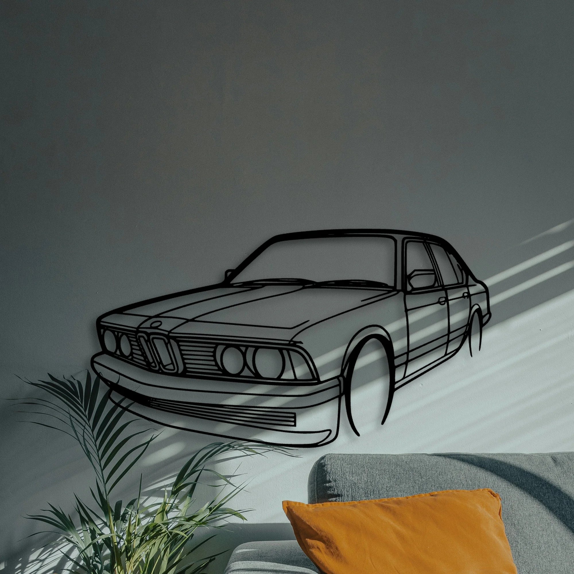 E23 Angle Classic Silhouette Metal Wall Art - Automotive Garage Decor