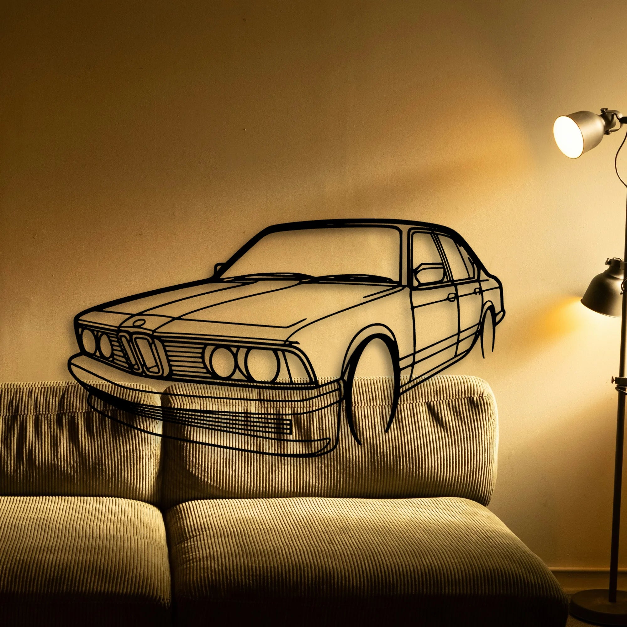 E23 Angle Classic Silhouette Metal Wall Art - Automotive Garage Decor
