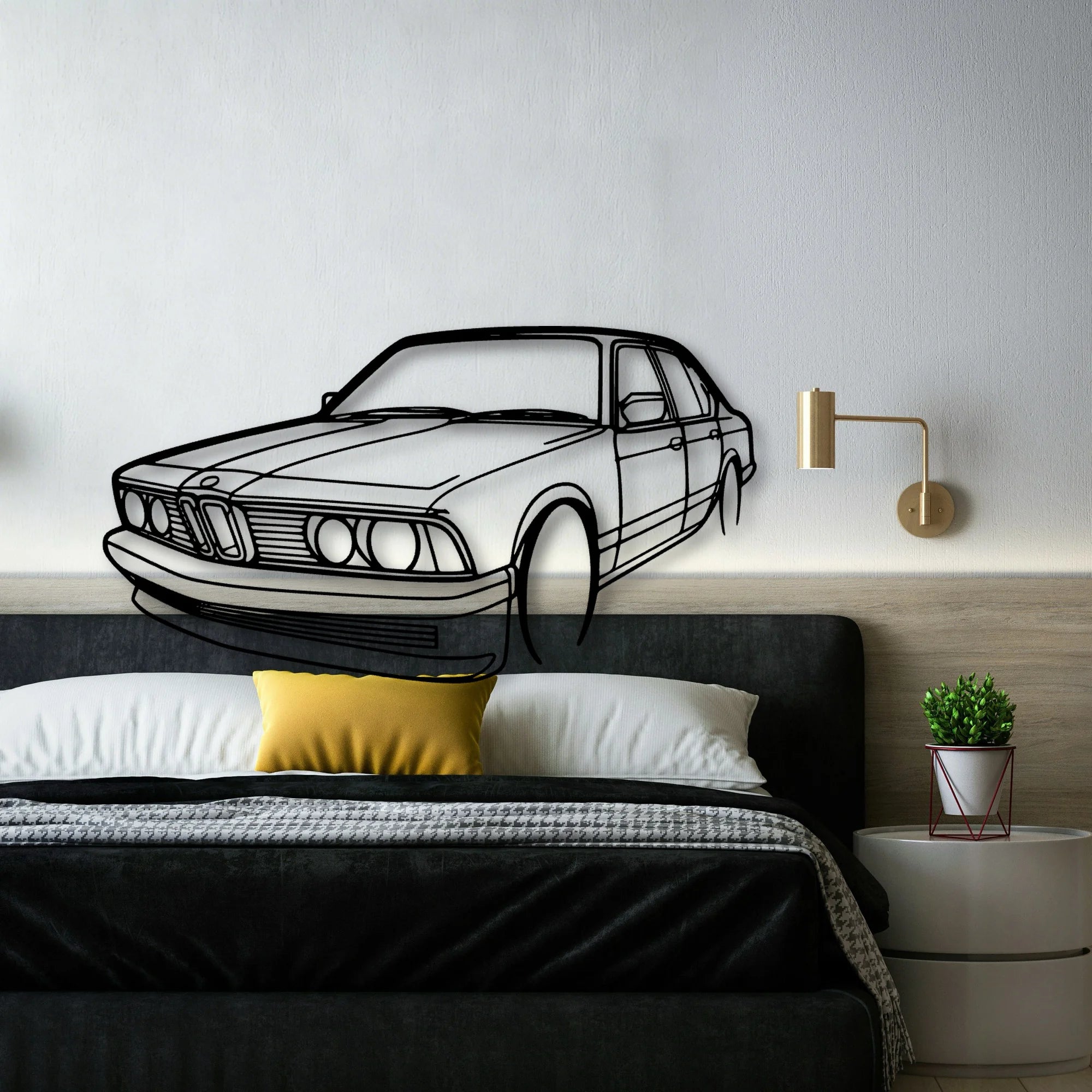 E23 Angle Classic Silhouette Metal Wall Art - Automotive Garage Decor