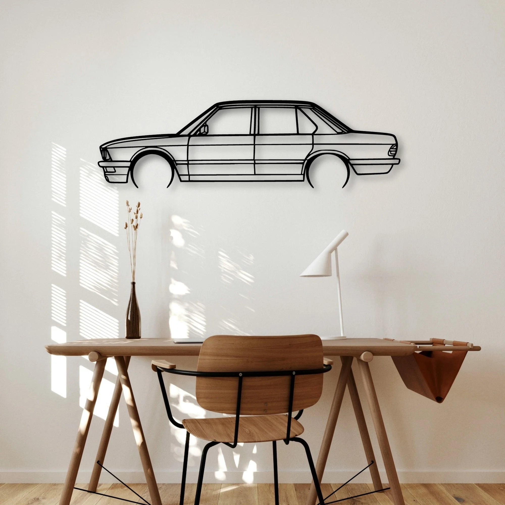 E28 1983 Classic Silhouette Metal Wall Art - Automotive Garage Decor