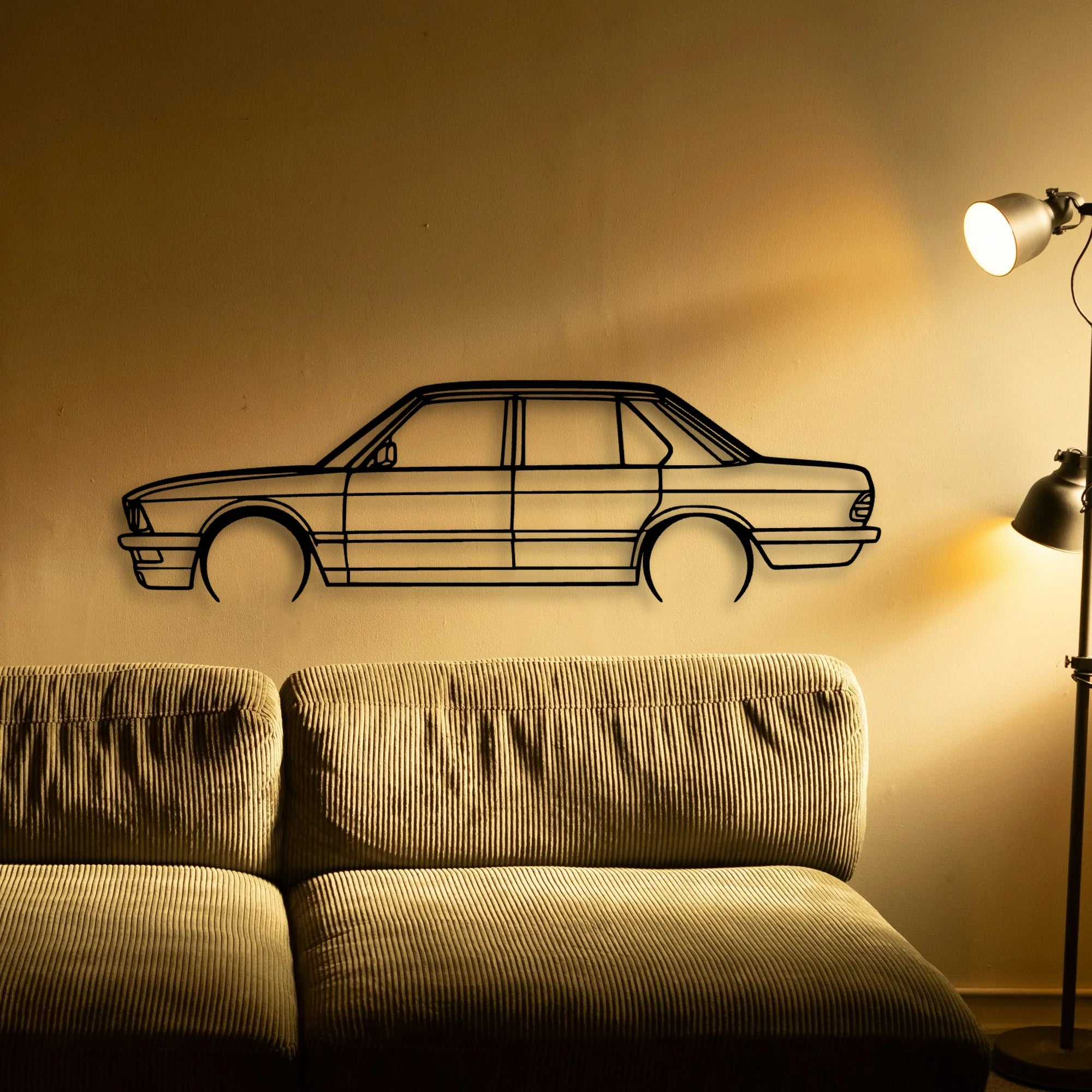 E28 1983 Classic Silhouette Metal Wall Art - Automotive Garage Decor