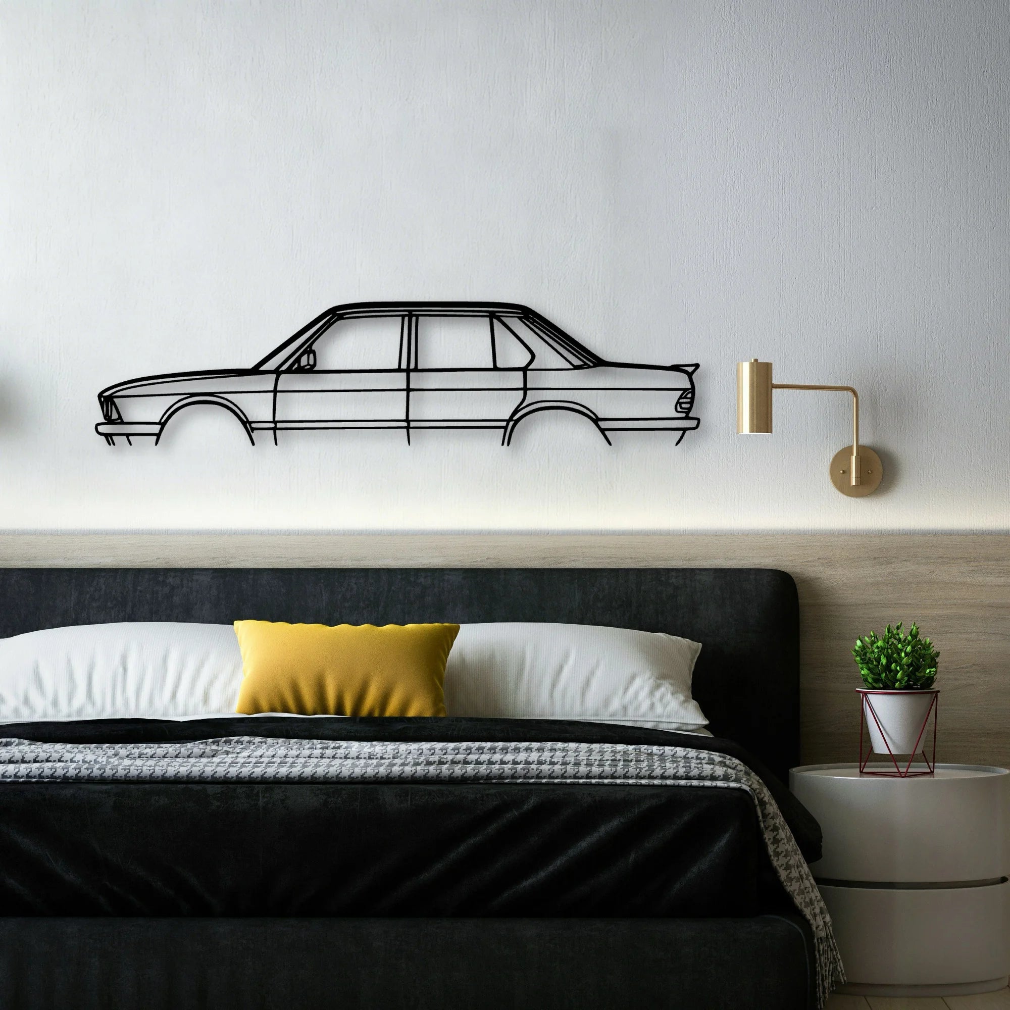 E28 1985 Classic Silhouette Metal Wall Art - Automotive Garage Decor