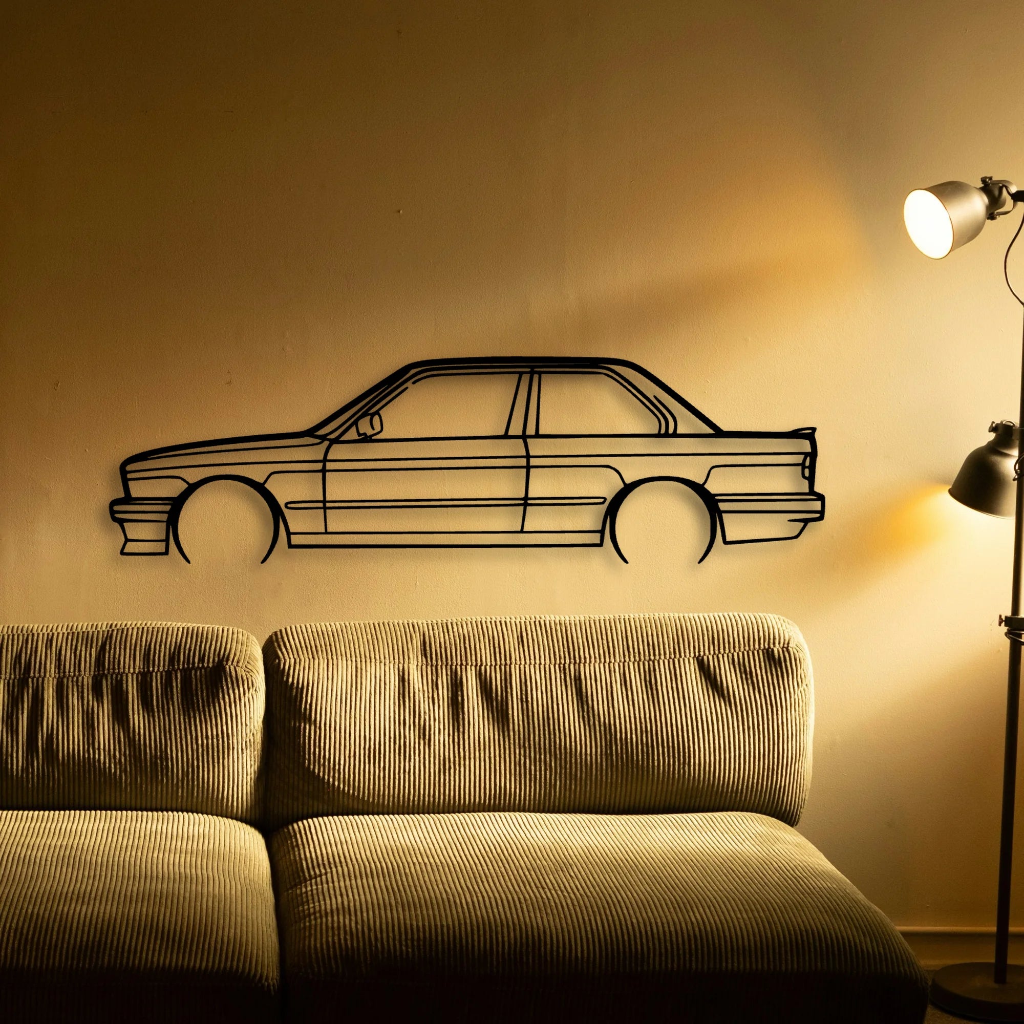 E30 325 2 Classic Silhouette Metal Wall Art - Automotive Garage Decor