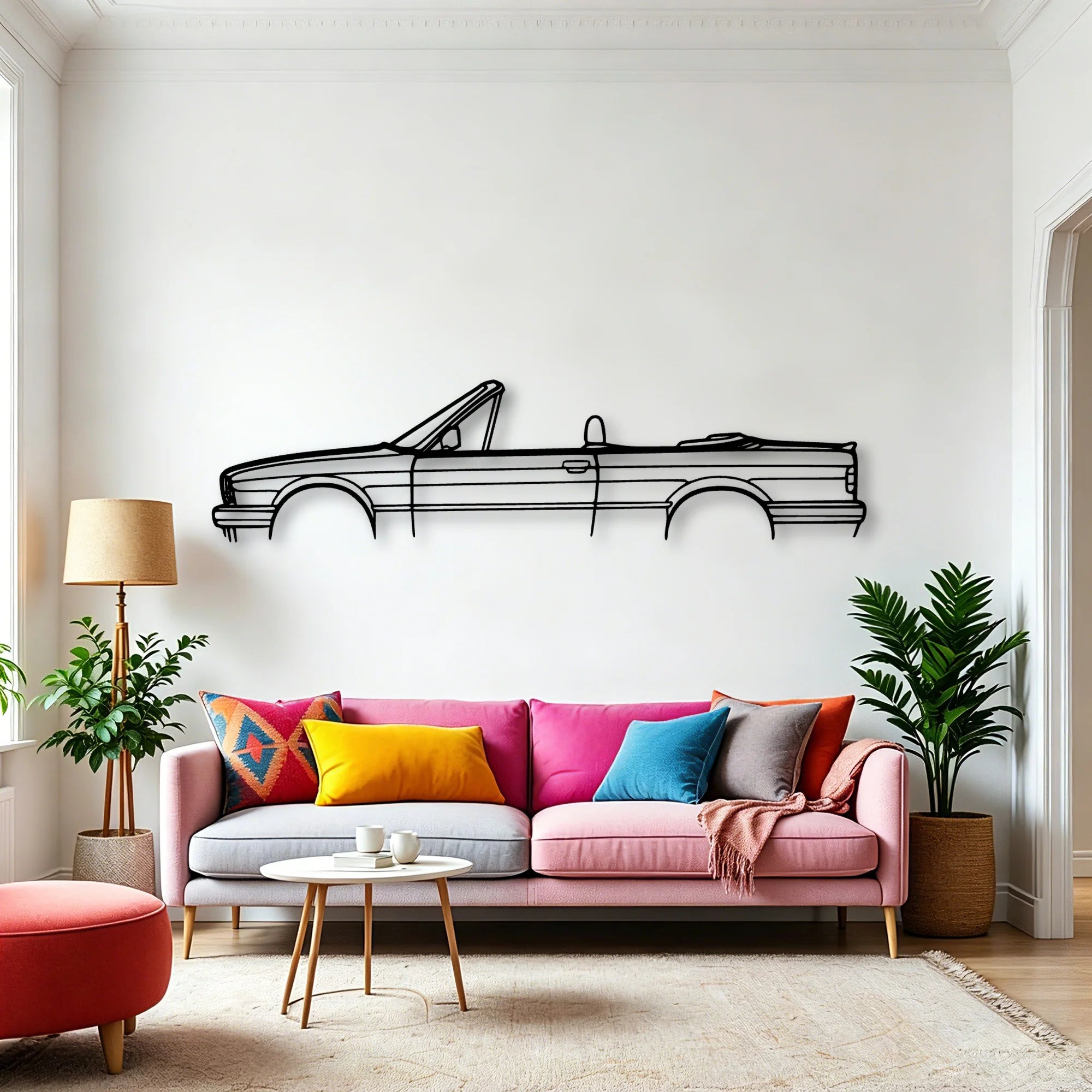 E30 325 Cabrio Classic Silhouette Metal Wall Art - Automotive Garage Decor