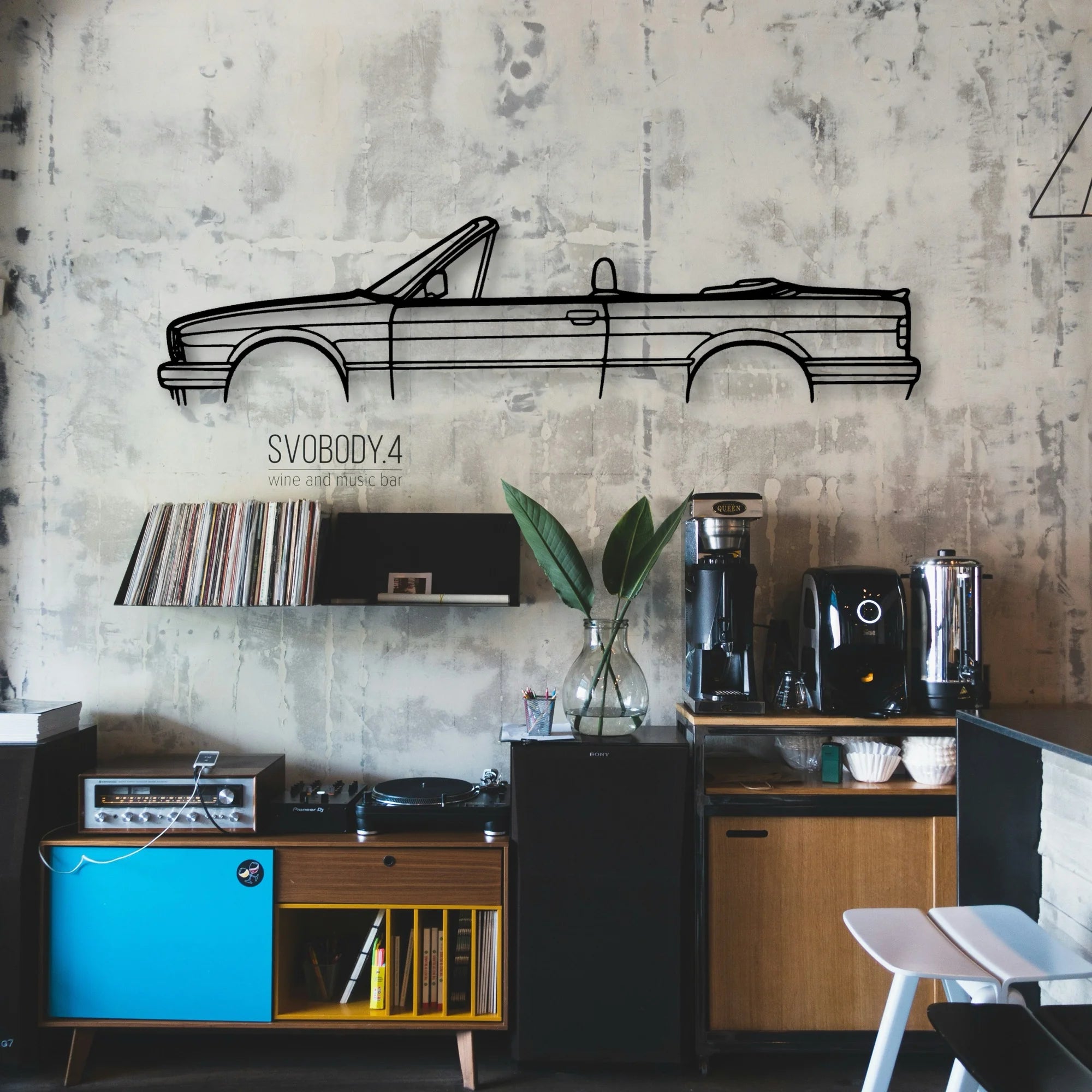 E30 325 Cabrio Classic Silhouette Metal Wall Art - Automotive Garage Decor