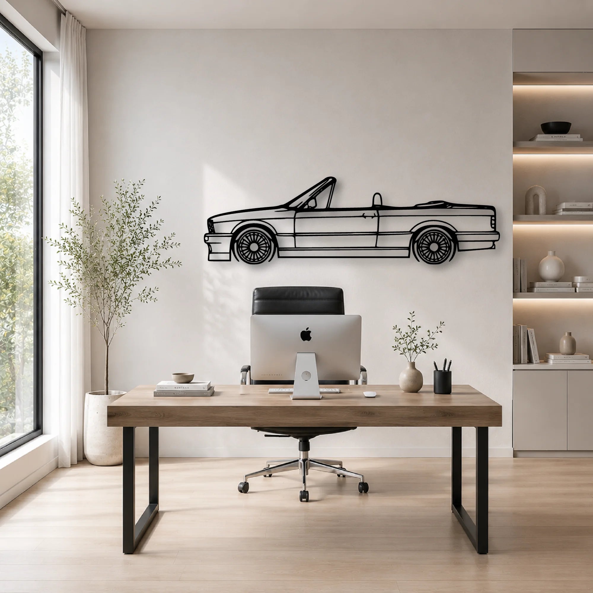 E30 Alpina Cabrio Classic Silhouette Metal Wall Art - Automotive Garage Decor