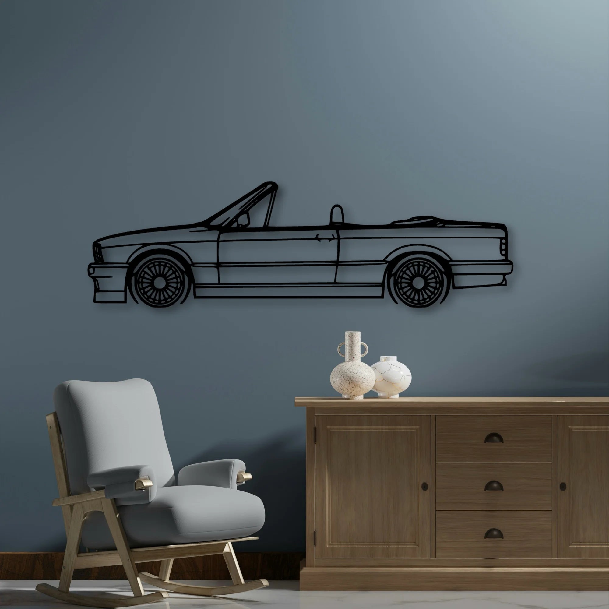 E30 Alpina Cabrio Classic Silhouette Metal Wall Art - Automotive Garage Decor