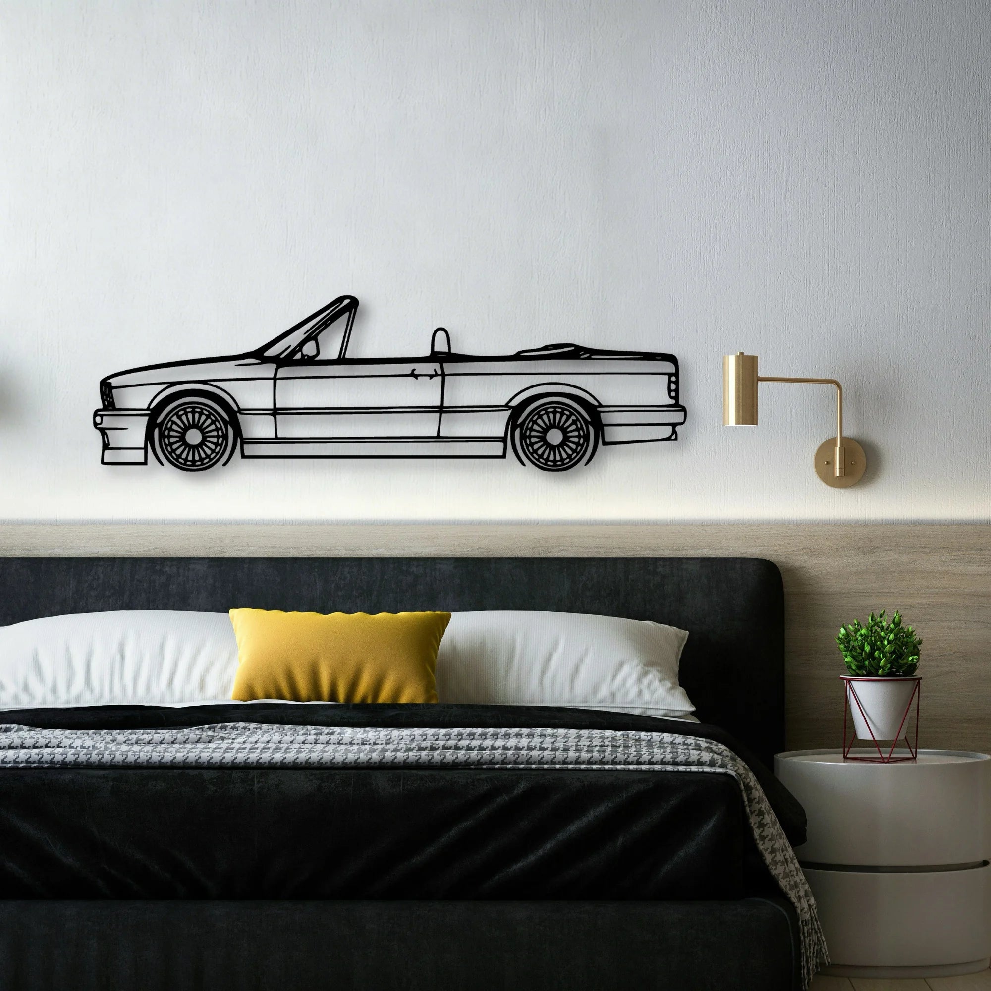 E30 Alpina Cabrio Classic Silhouette Metal Wall Art - Automotive Garage Decor