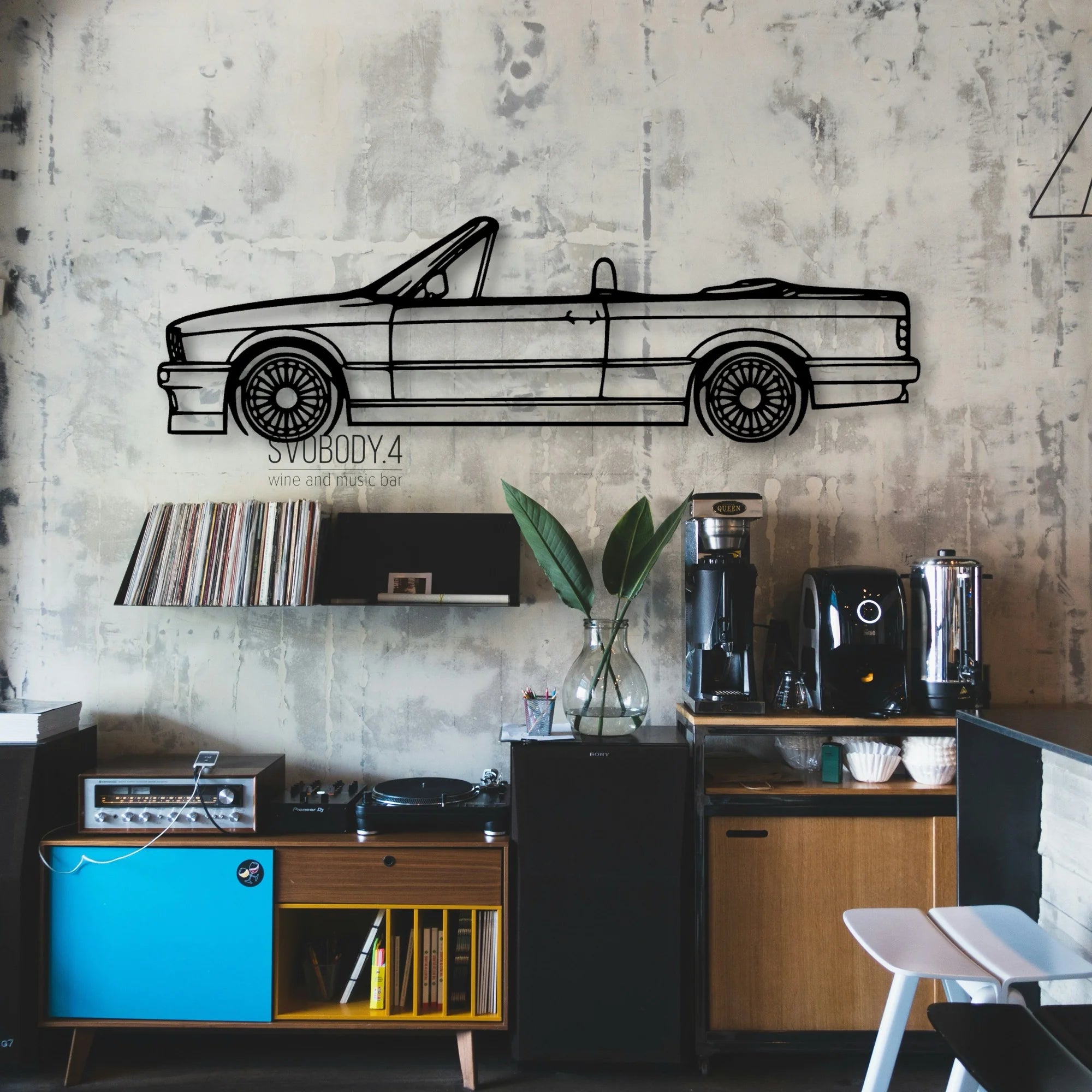 E30 Alpina Cabrio Classic Silhouette Metal Wall Art - Automotive Garage Decor