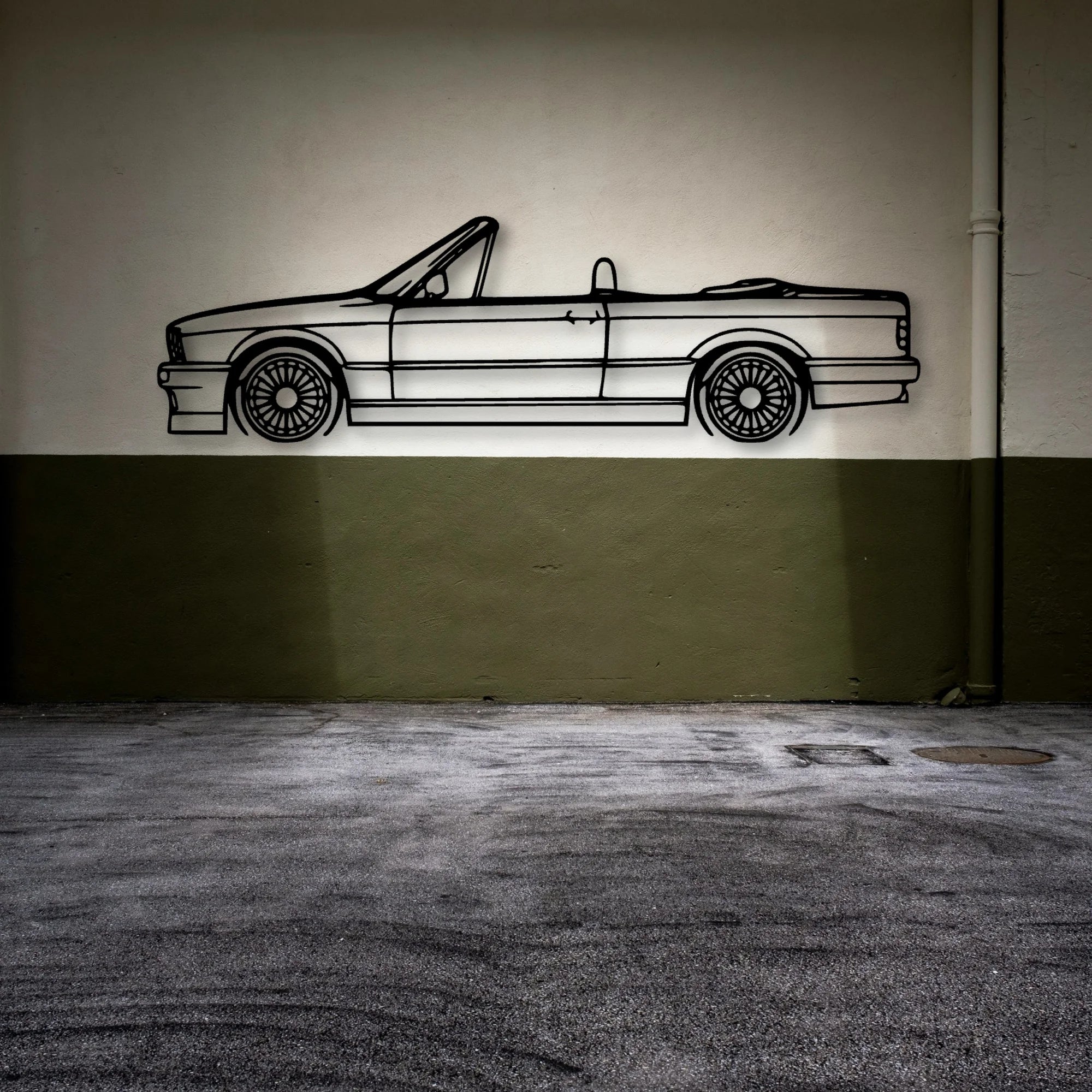 E30 Alpina Cabrio Classic Silhouette Metal Wall Art - Automotive Garage Decor