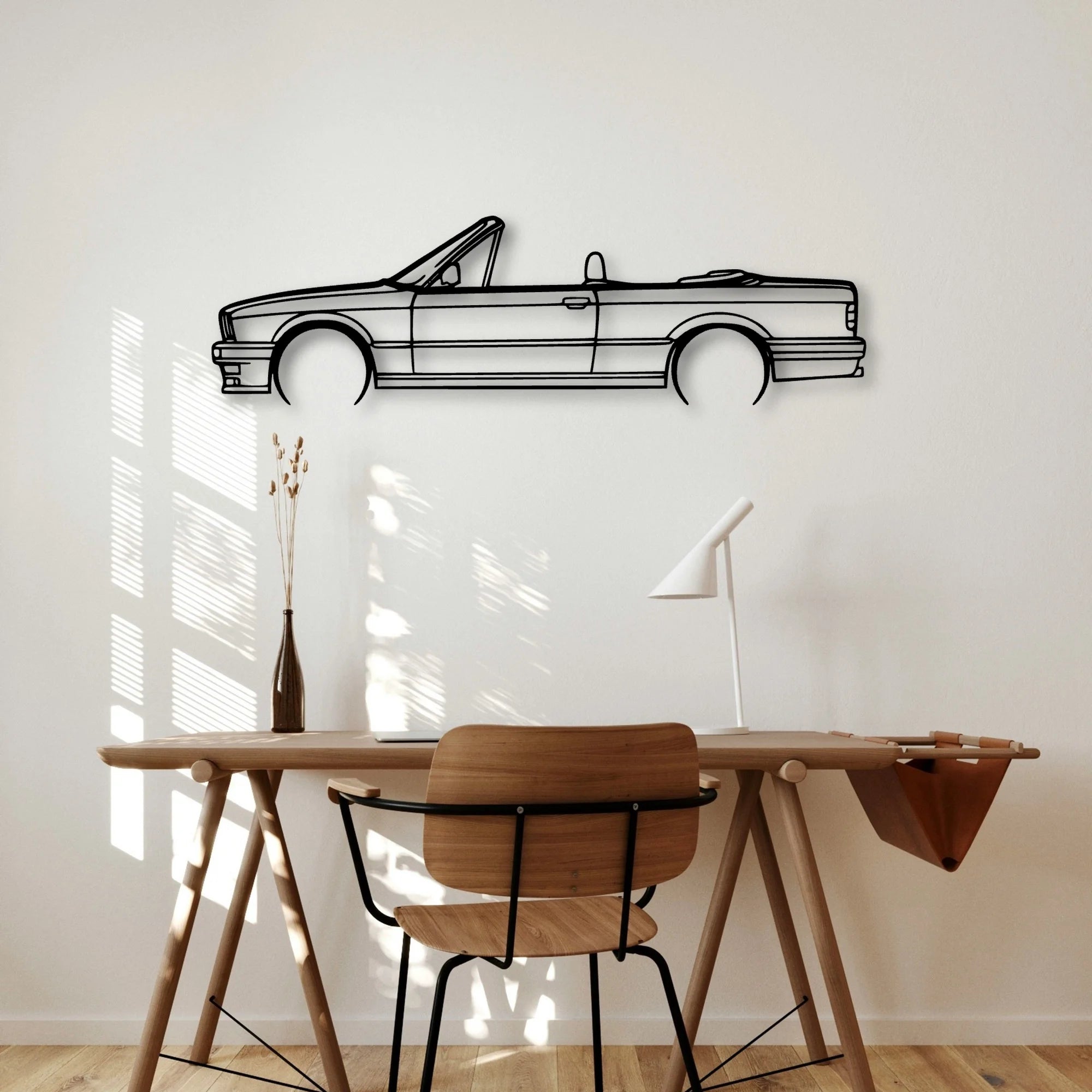 E30 Convertible Classic Silhouette Metal Wall Art - Automotive Garage Decor