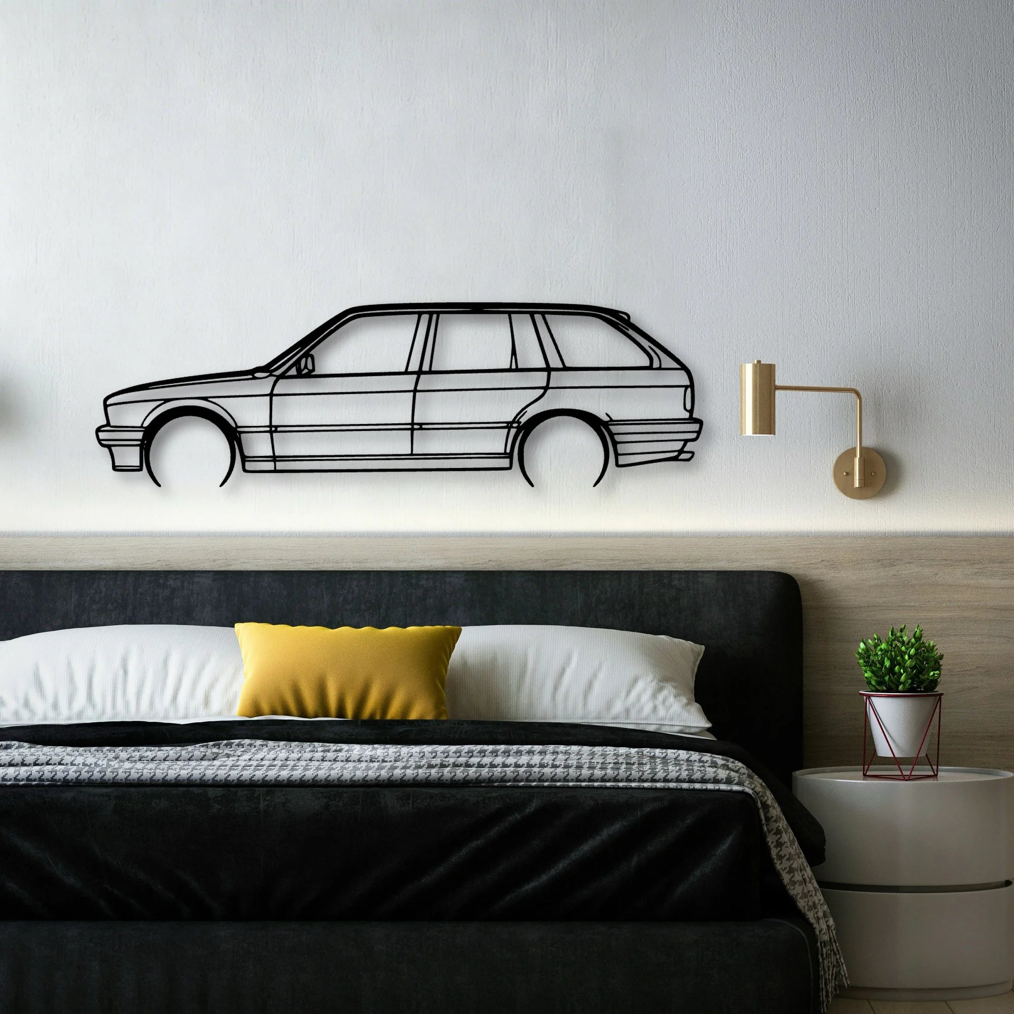 E30 Wagon Classic Silhouette Metal Wall Art - Automotive Garage Decor